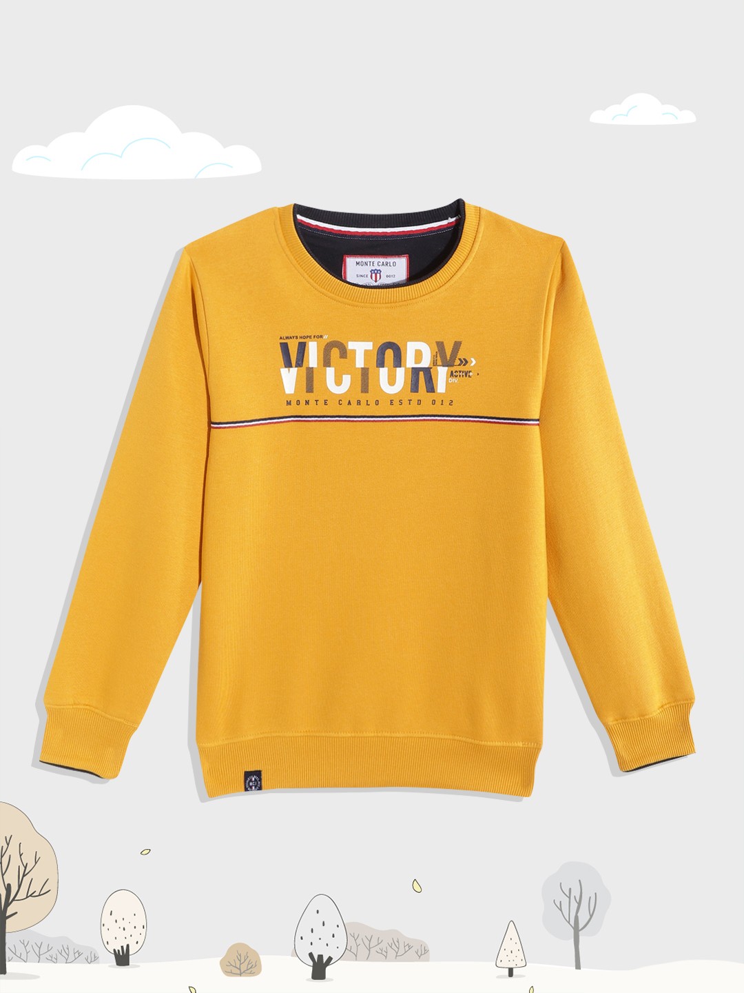 

Monte Carlo Boys Mustard Yellow & White Typography Printed Sweatshirt