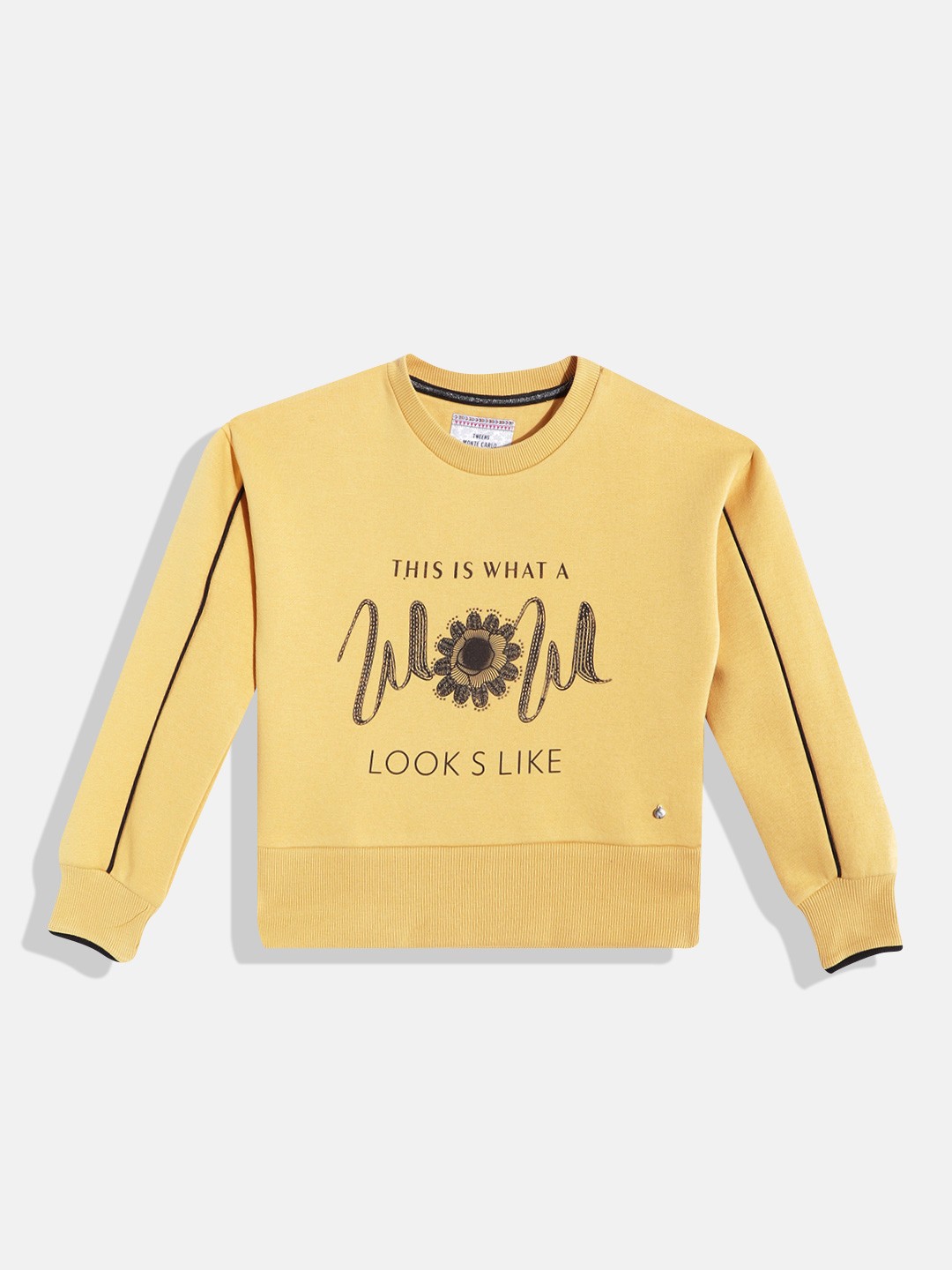 

Monte Carlo Girls Mustard Yellow & Black Typography Printed Sweatshirt