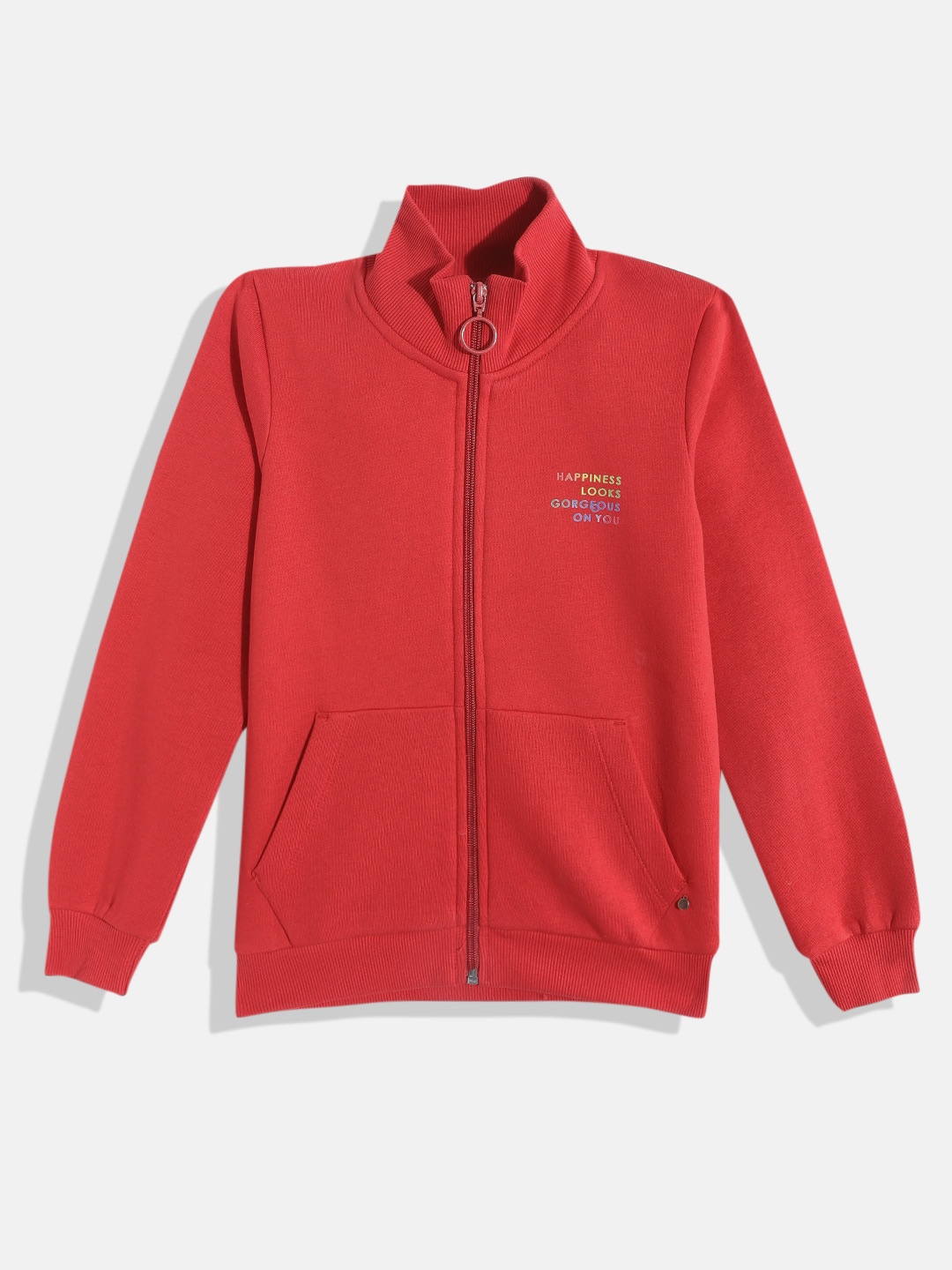 

Monte Carlo Girls Red Solid Mock Collar Sweatshirt