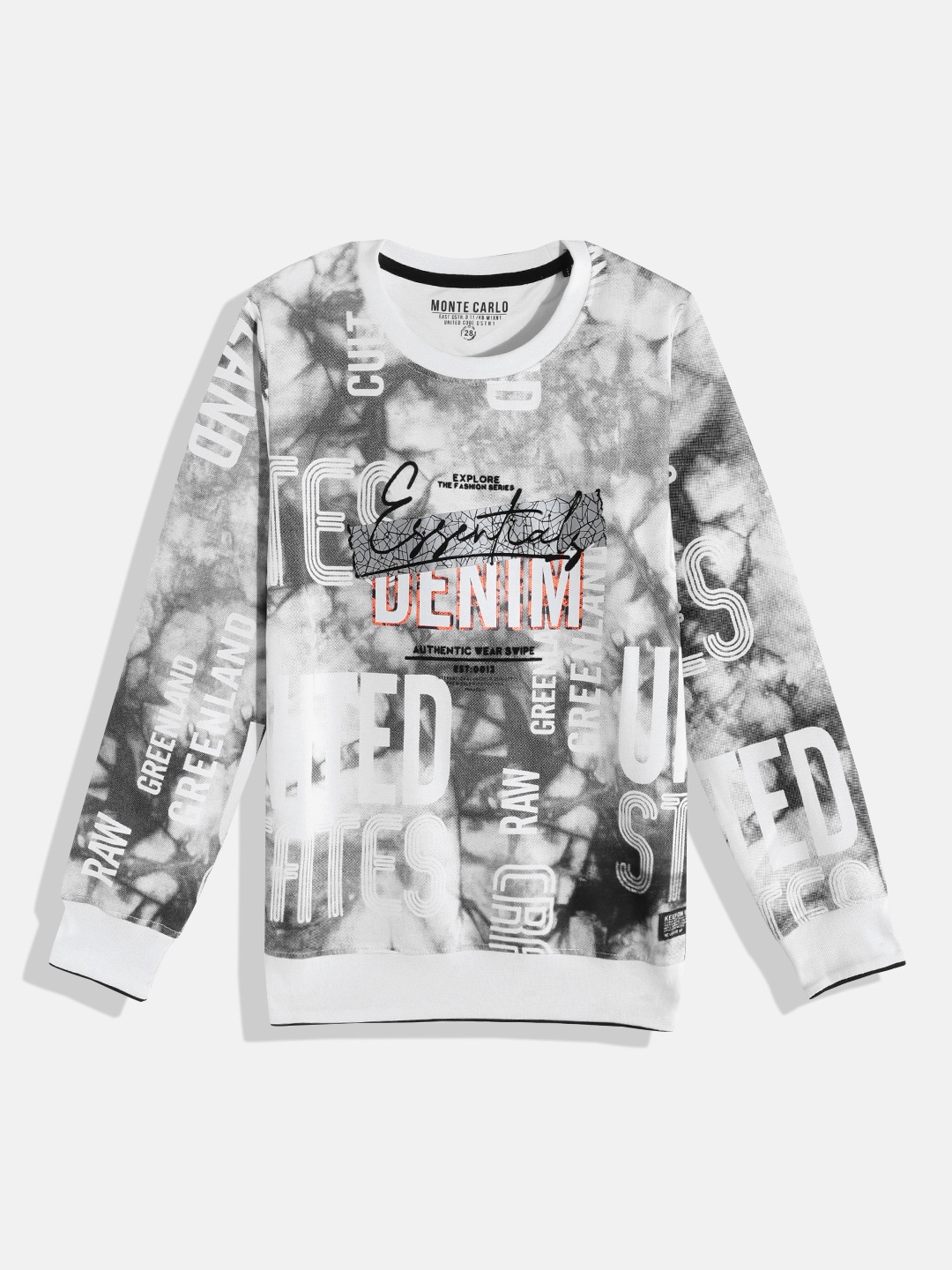 

Monte Carlo Boys White & Grey Graphic Printed Sweatshirt