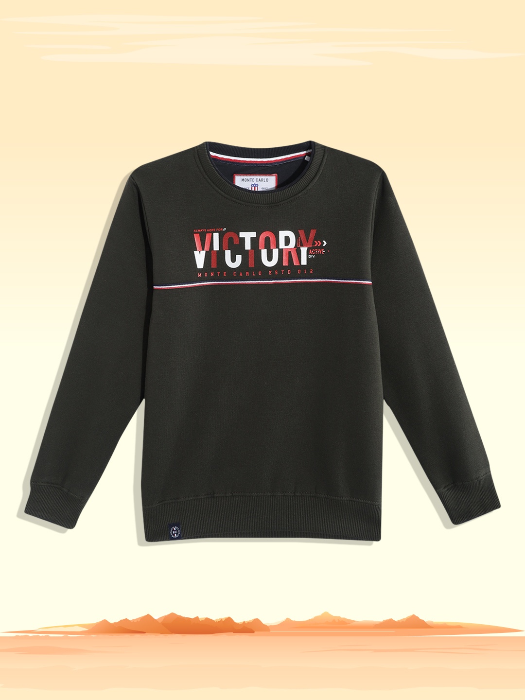 

Monte Carlo Boys Olive Green & White Typography Printed Sweatshirt