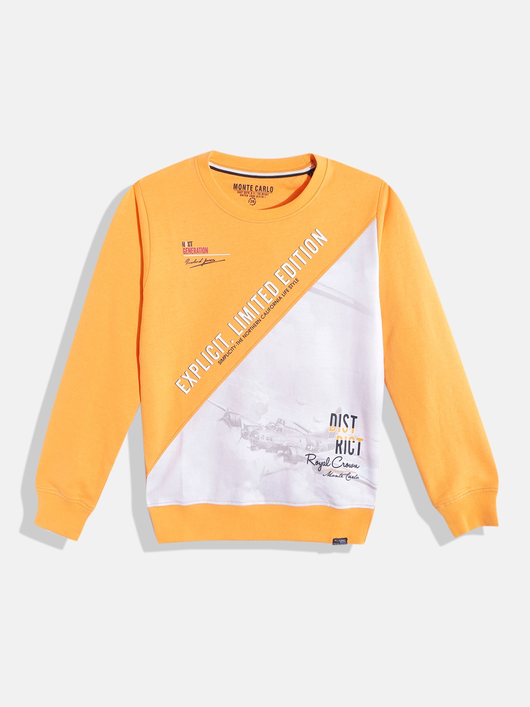 

Monte Carlo Boys Yellow & White Colourblocked & Printed Sweatshirt