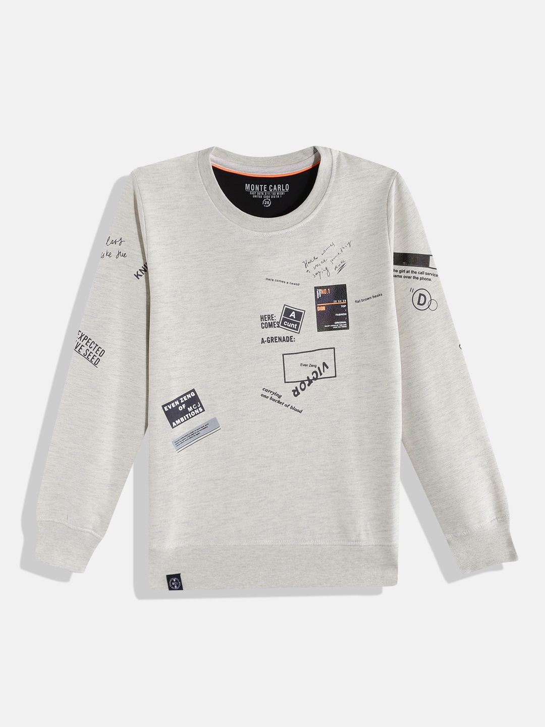 

Monte Carlo Boys Beige & Navy Blue Graphic Printed Sweatshirt