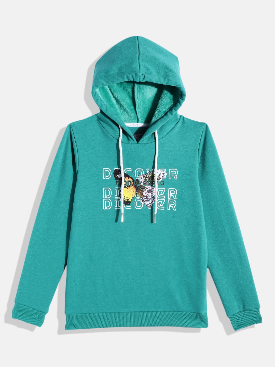 

Monte Carlo Girls Green & White Typography Printed Hooded Sweatshirt