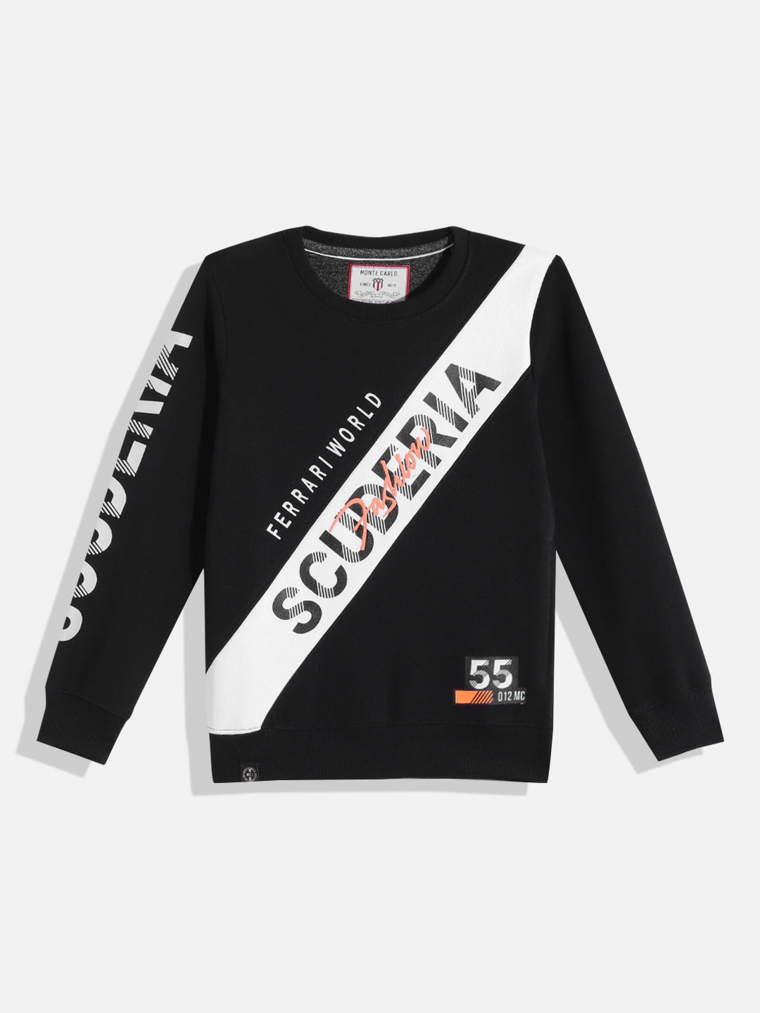

Monte Carlo Boys Black & White Typography Print Colourblocked Sweatshirt