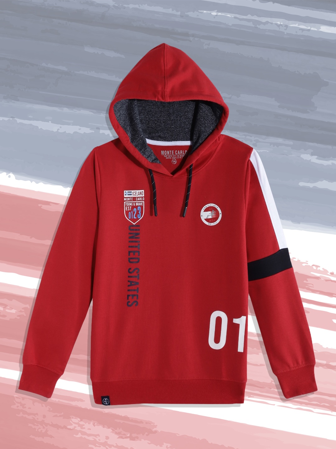 

Monte Carlo Boys Red & White Typography Printed Hooded Sweatshirt