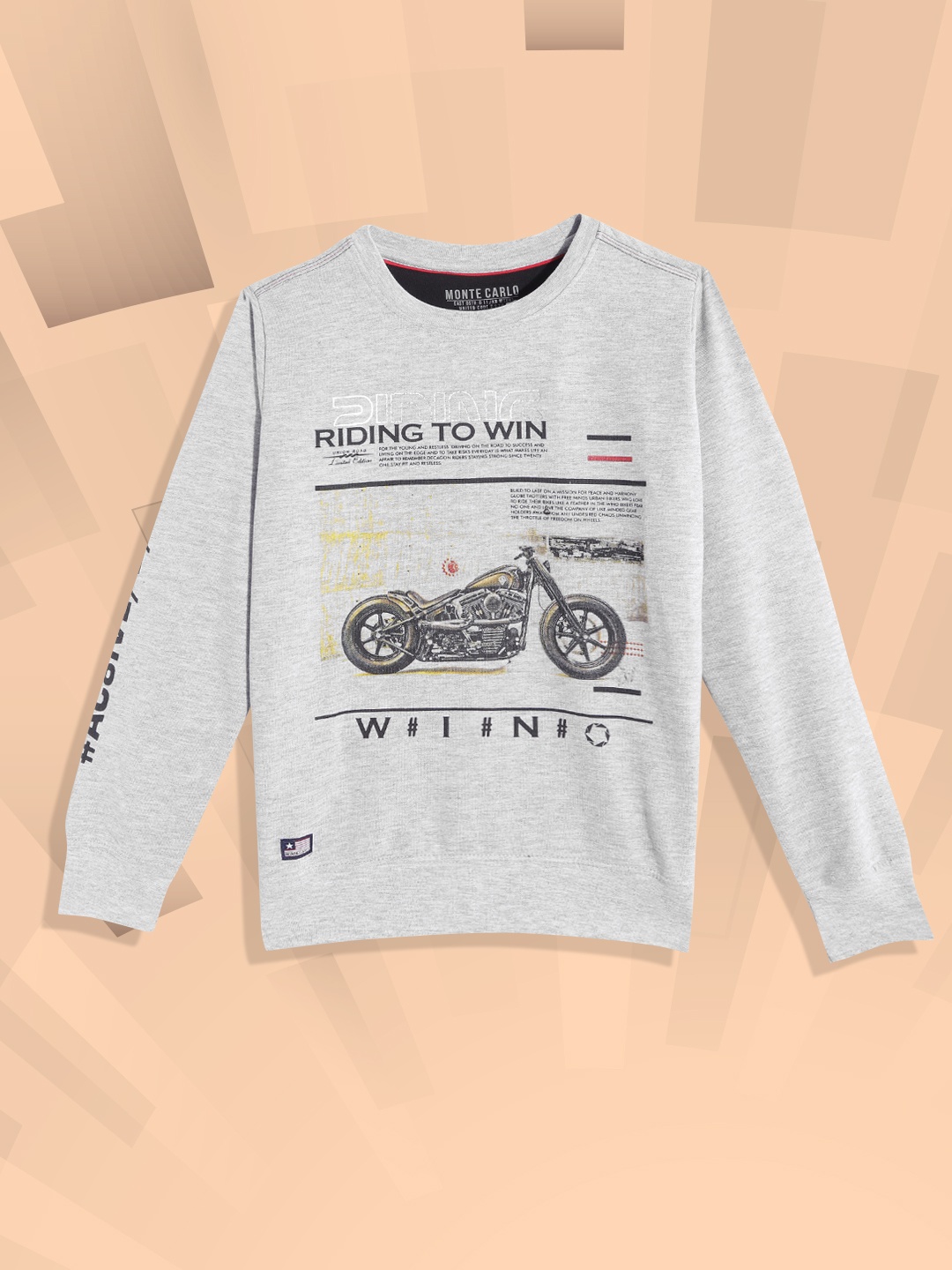 

Monte Carlo Boys Grey & Black Printed Sweatshirt