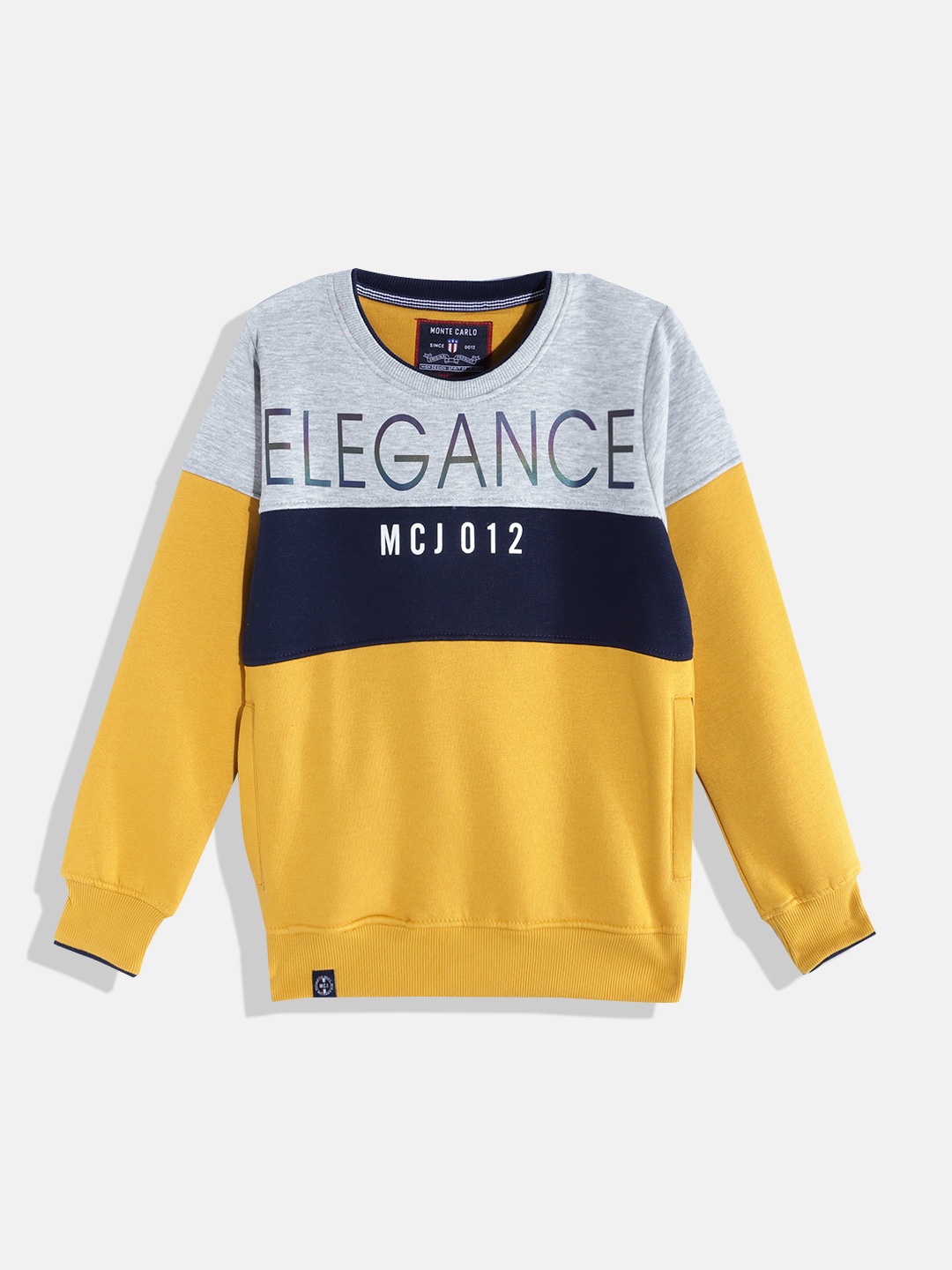 

Monte Carlo Boys Mustard Yellow & Navy Blue Colourblocked Sweatshirt