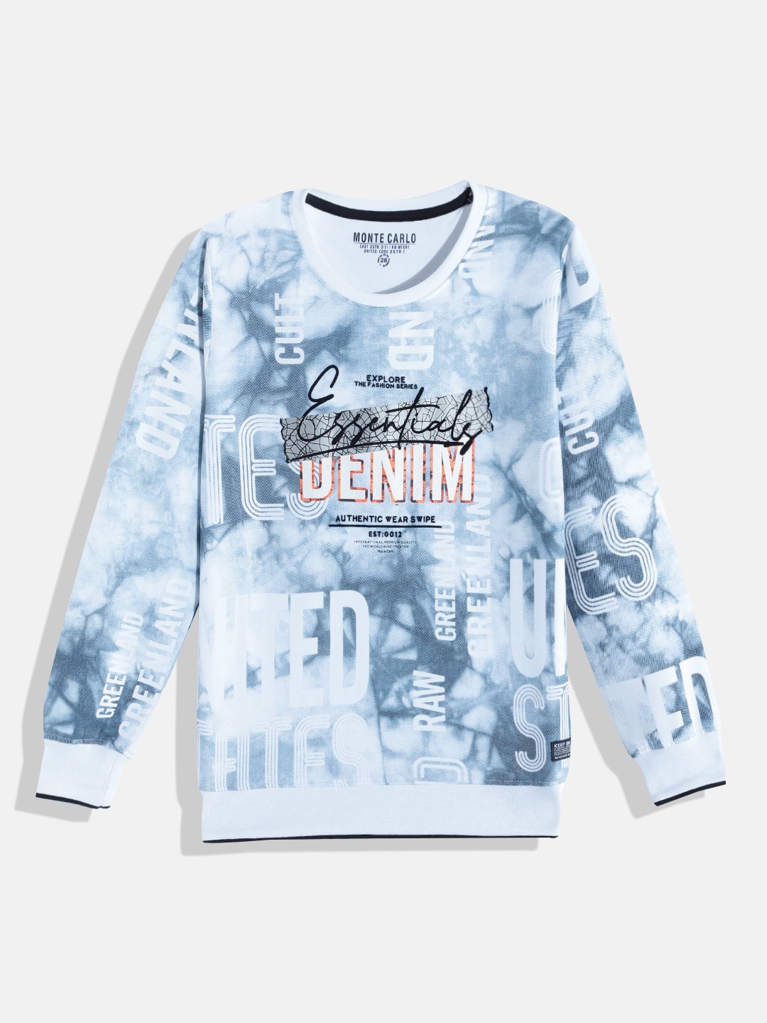 

Monte Carlo Boys White & Blue Dyed & Typography Print Sweatshirt
