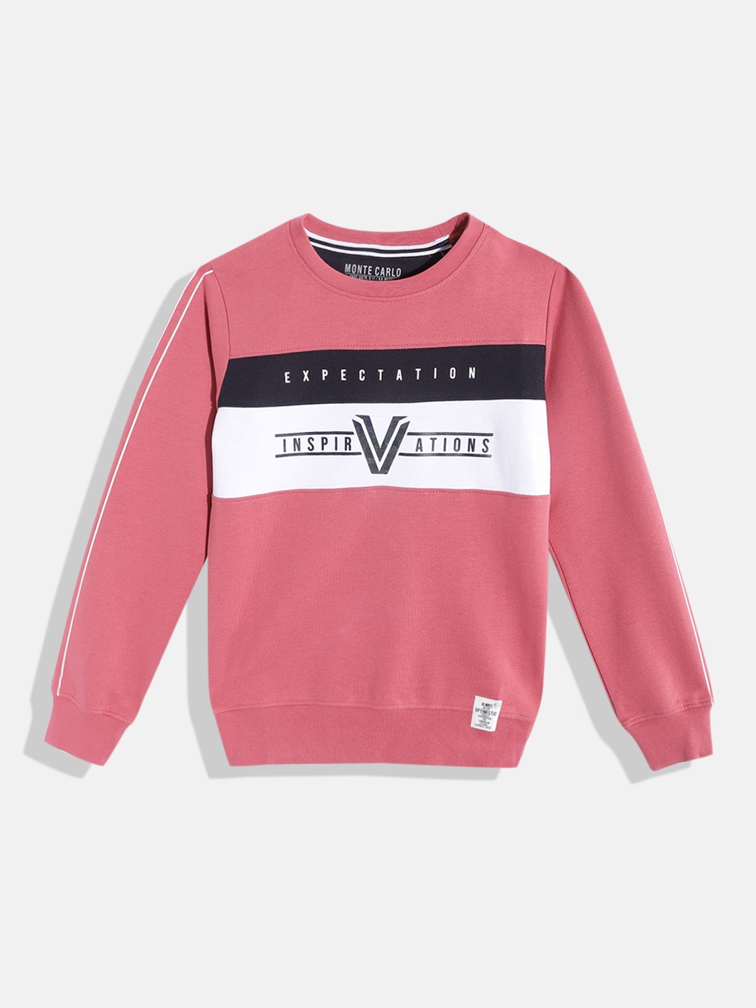 

Monte Carlo Boys Pink & White Colourblcoked & Printed Sweatshirt
