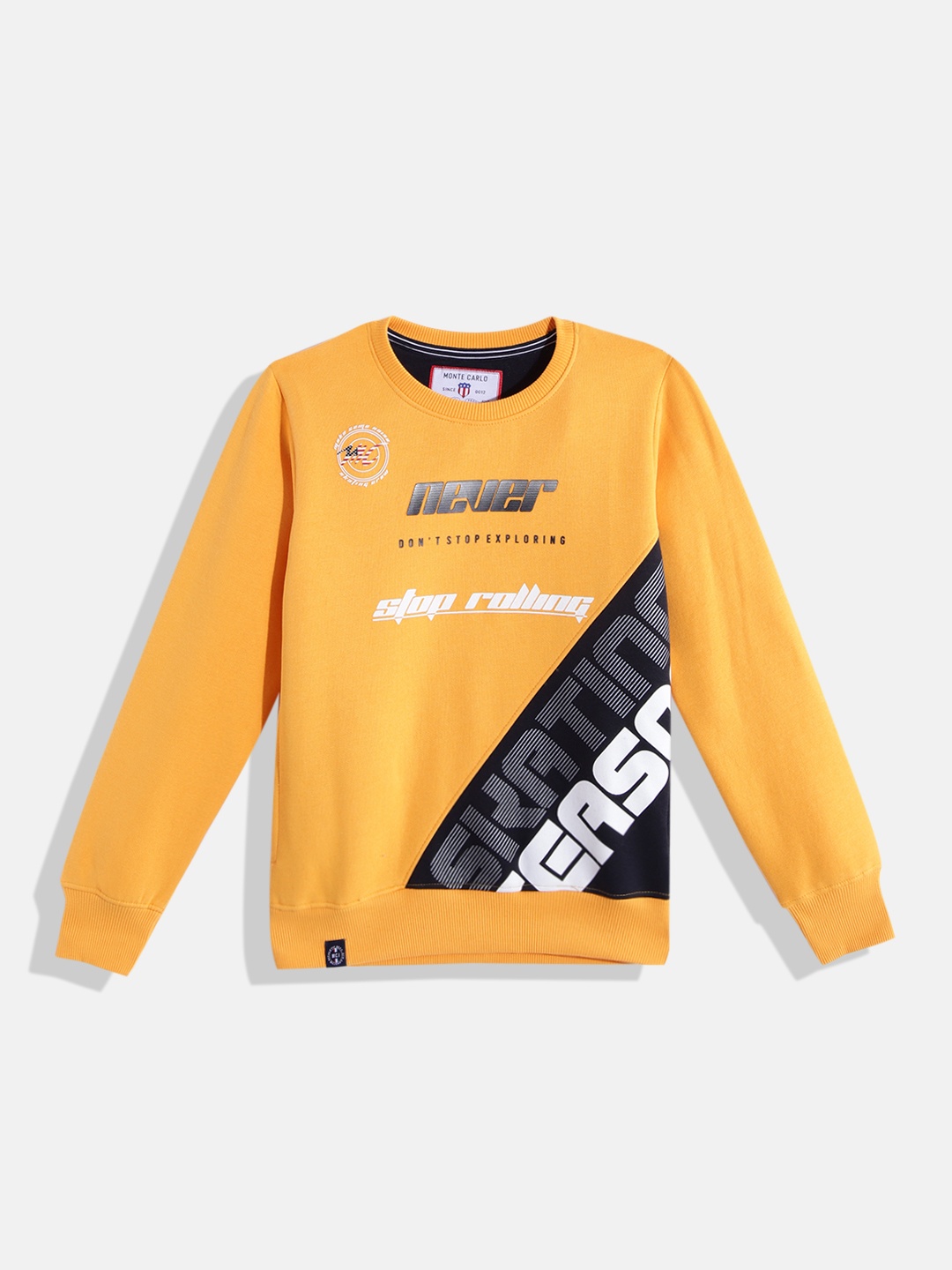 

Monte Carlo Boys Mustard Yellow & Black Printed Sweatshirt