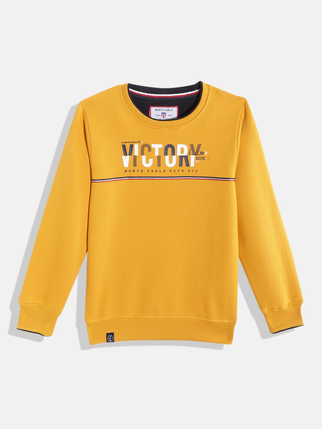 

Monte Carlo Boys Mustard Yellow & White Typography Printed Sweatshirt