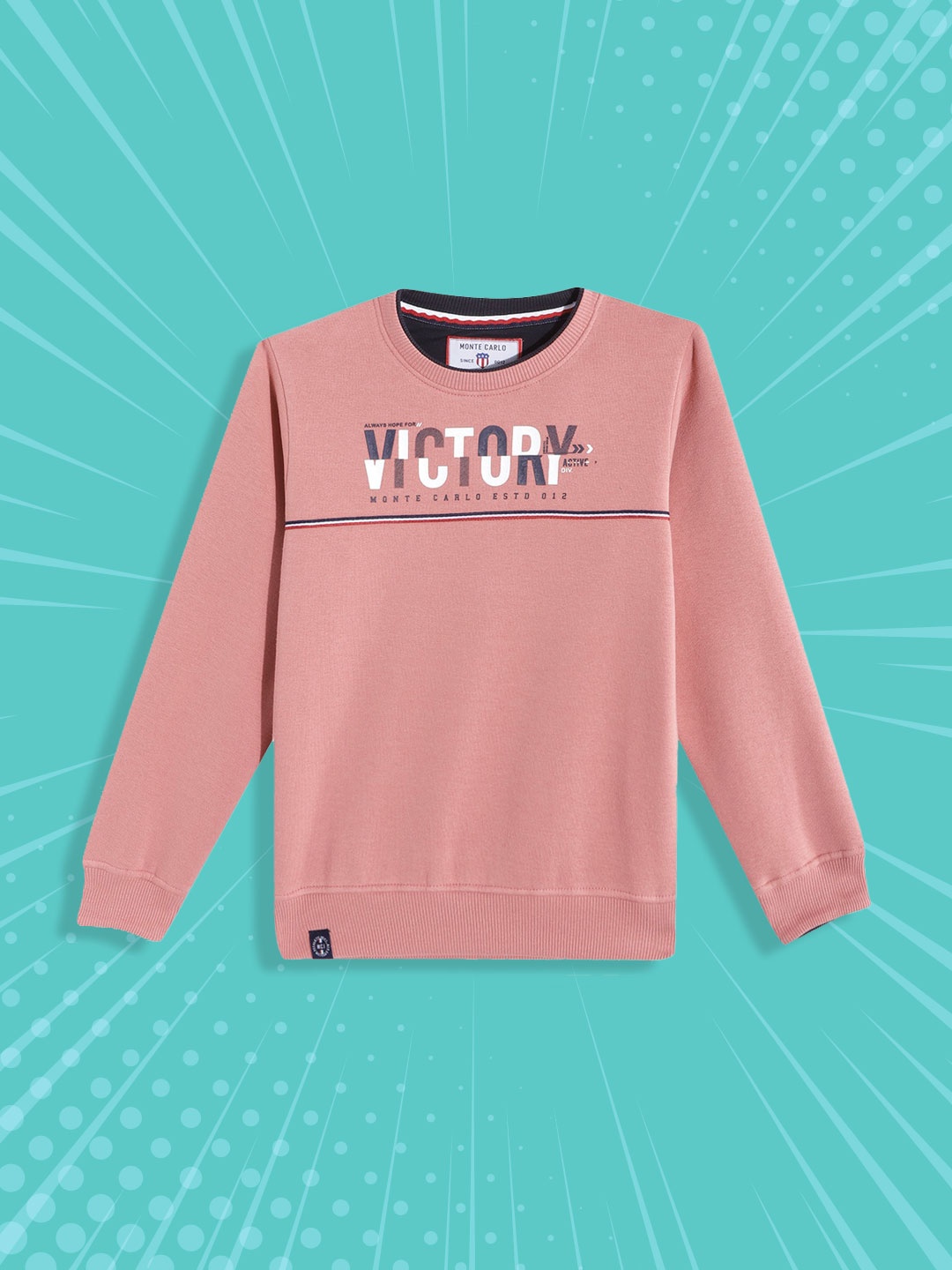 

Monte Carlo Boys Dusty Pink & White Typography Printed Sweatshirt, Rose