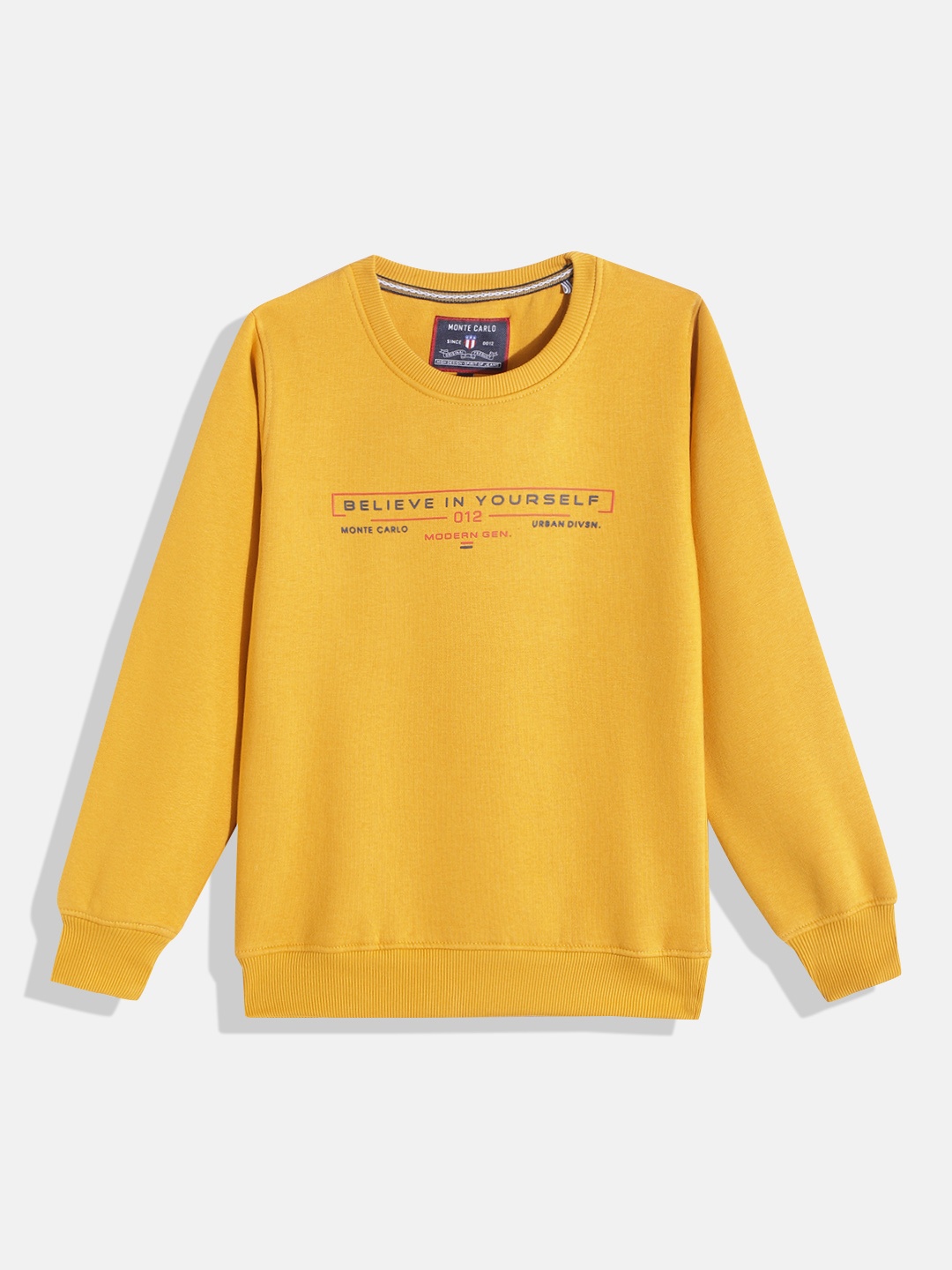 

Monte Carlo Boys Mustard Yellow & Navy Blue Brand Logo Printed Sweatshirt