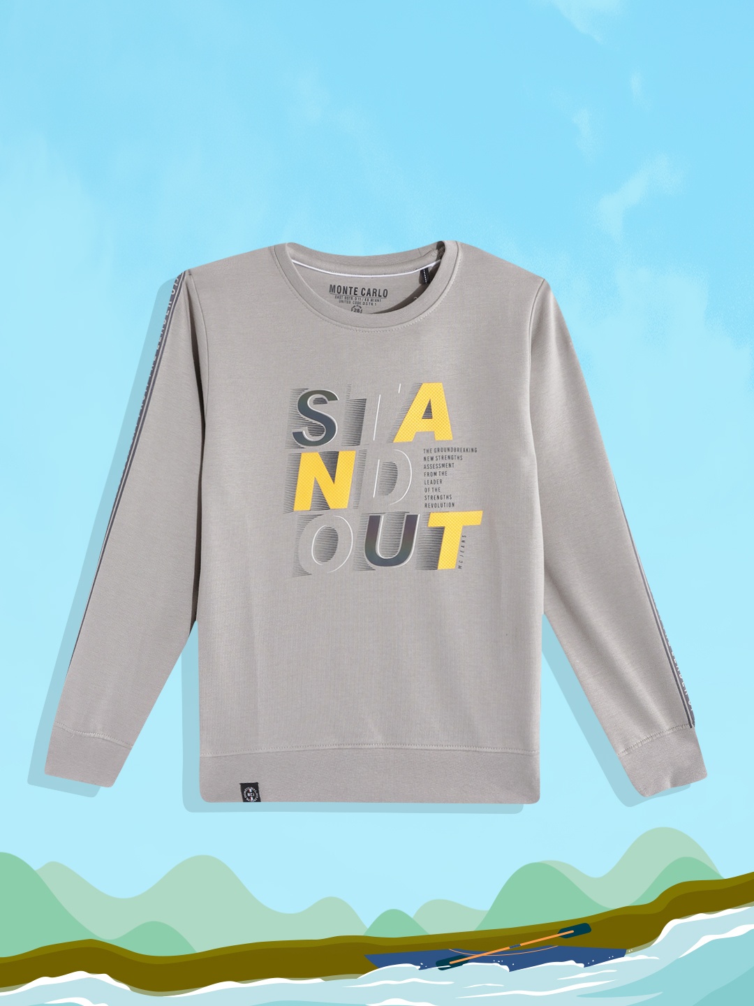 

Monte Carlo Boys Grey & Yellow Typography Printed Sweatshirt