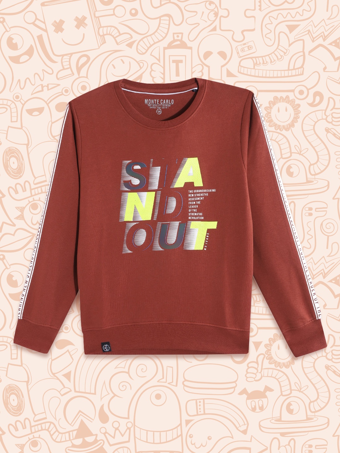 

Monte Carlo Boys Rust Brown & Yellow Typography Printed Sweatshirt