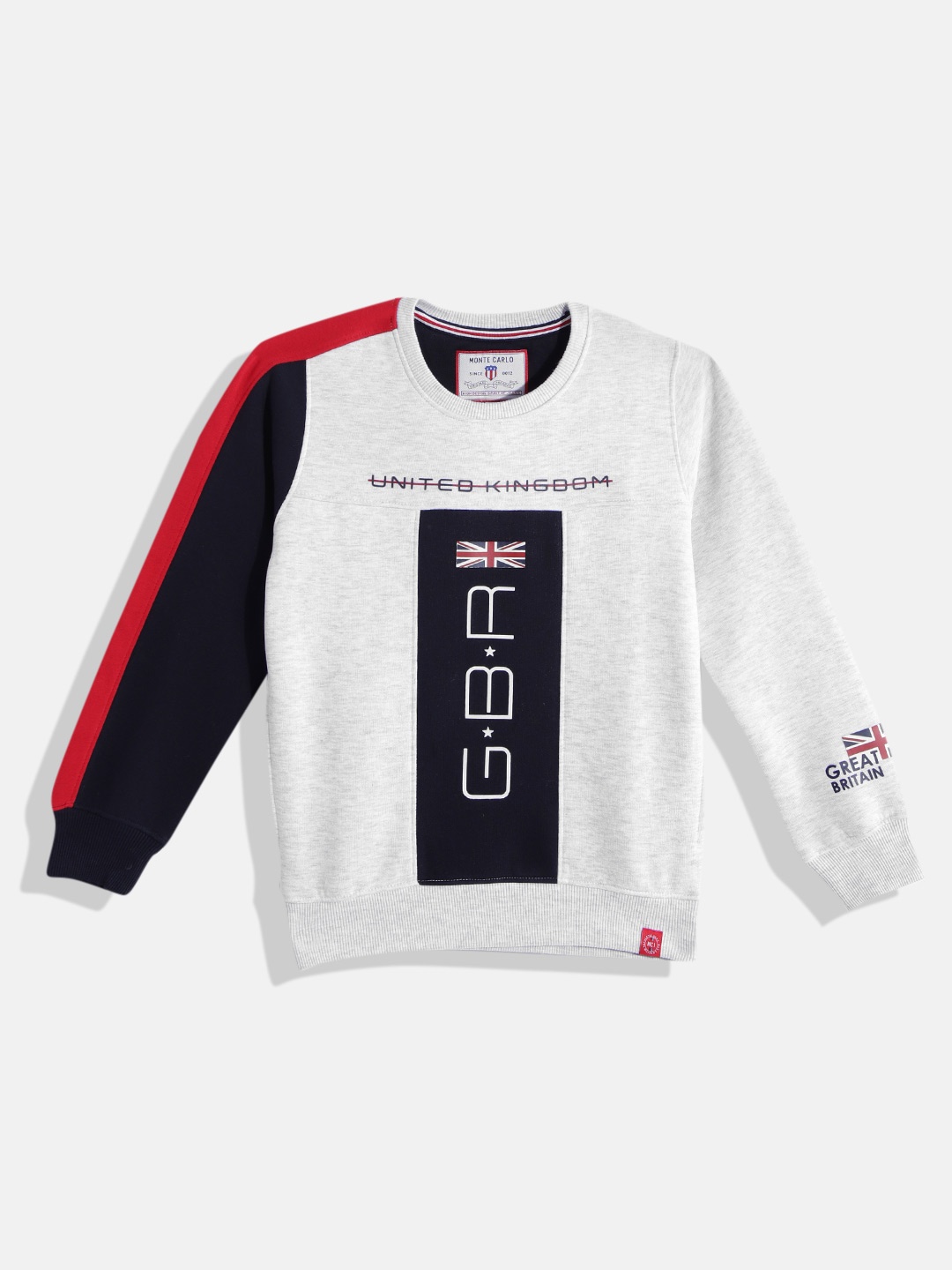 

Monte Carlo Boys Grey & Navy Blue Printed Sweatshirt