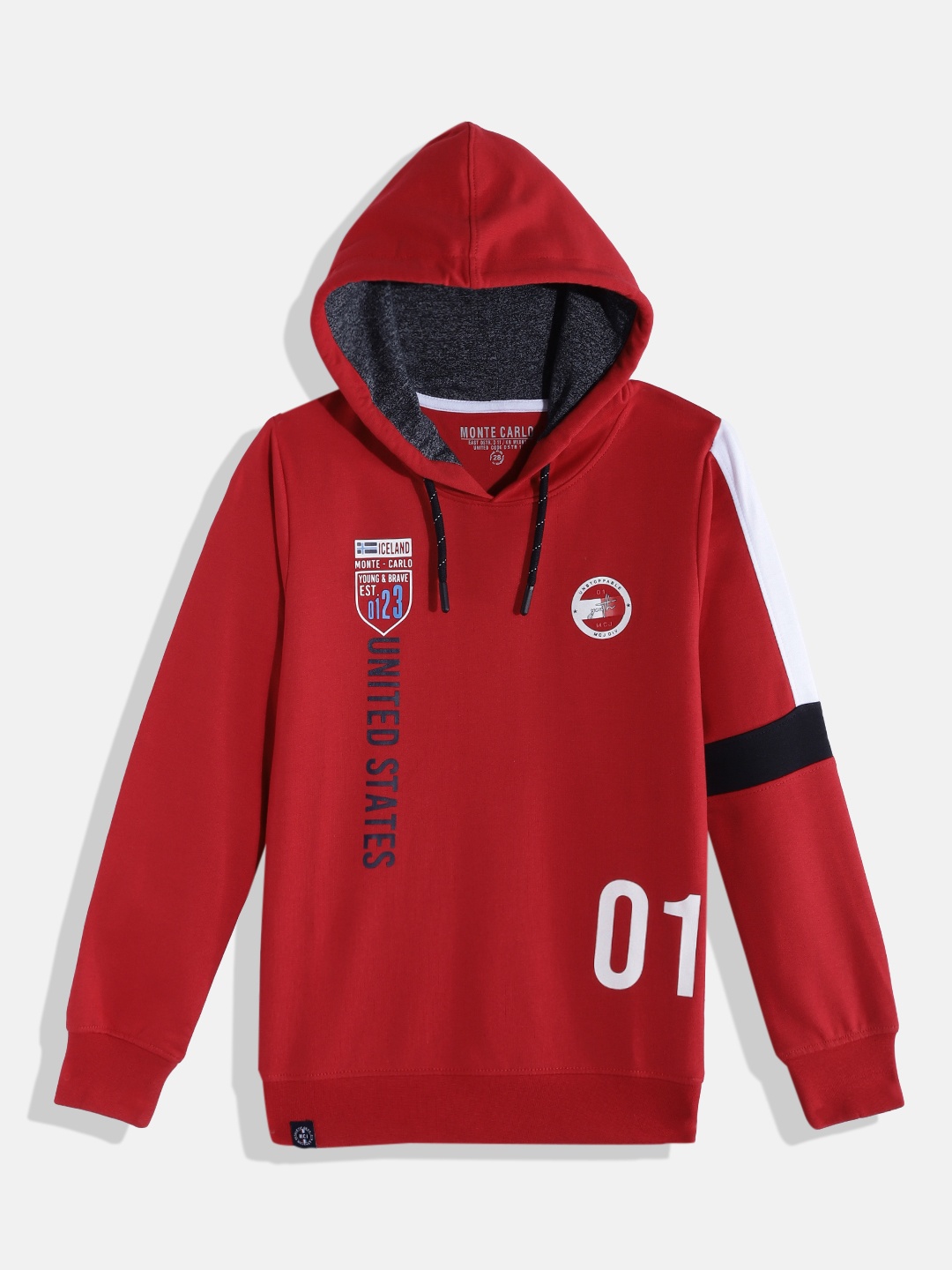 

Monte Carlo Boys Red & White Typography Printed Hooded Sweatshirt