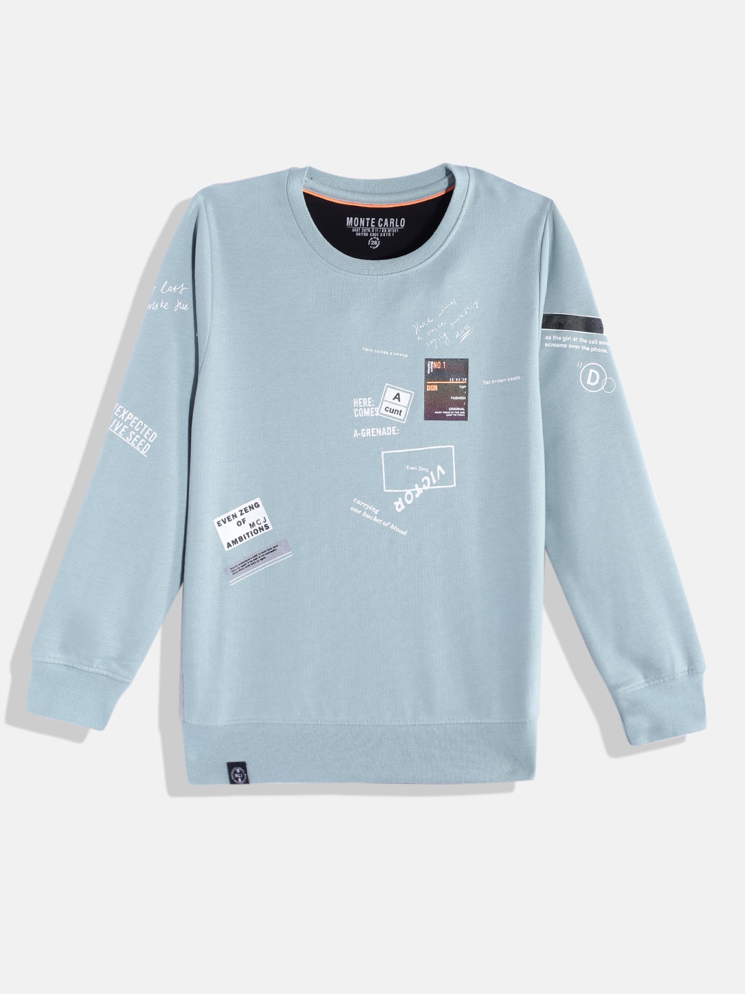 

Monte Carlo Boys Blue & White Graphic Printed Sweatshirt