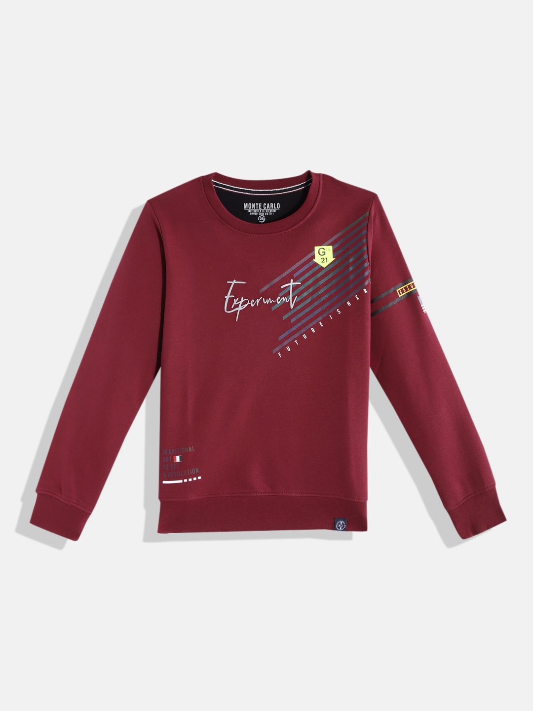 

Monte Carlo Boys Maroon & Blue Placement Striped Sweatshirt