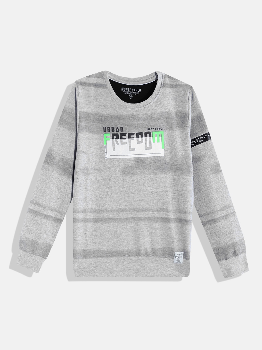 

Monte Carlo Boys Grey Melange & White Typography Printed Sweatshirt