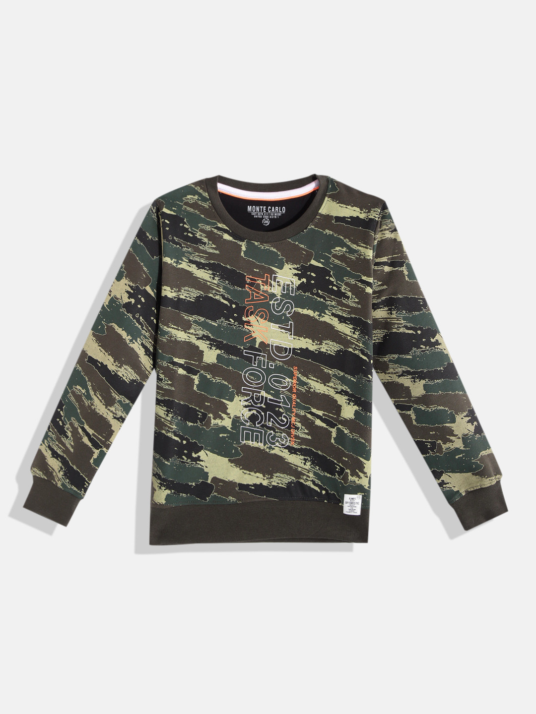 

Monte Carlo Boys Green & Black Camouflage Printed Sweatshirt