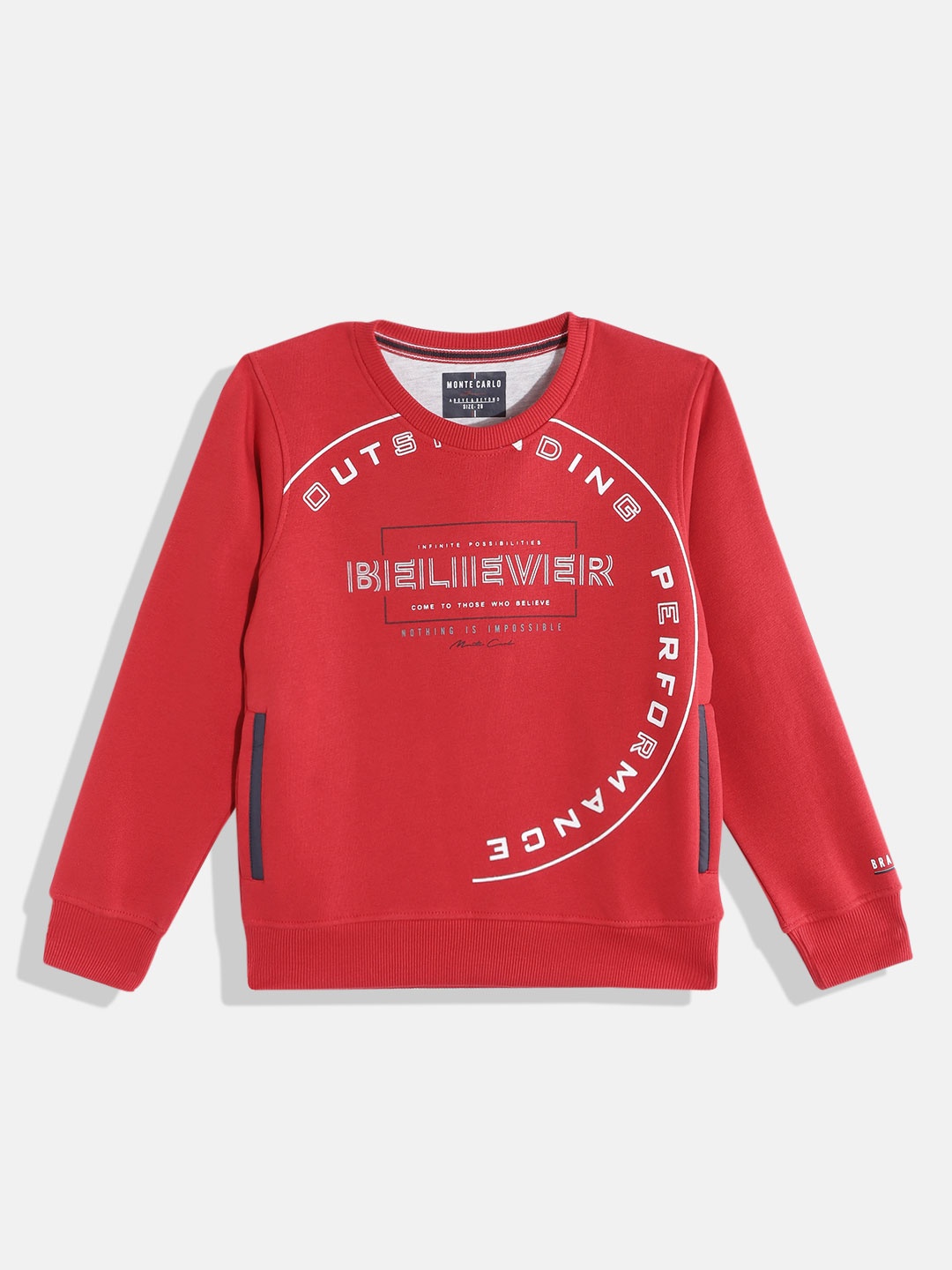 

Monte Carlo Boys Maroon & Grey Typography Printed Hooded Sweatshirt