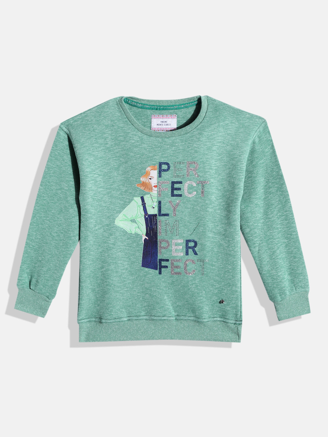 

Monte Carlo Girls Green Typography Printed Stone Embellished Sweatshirt