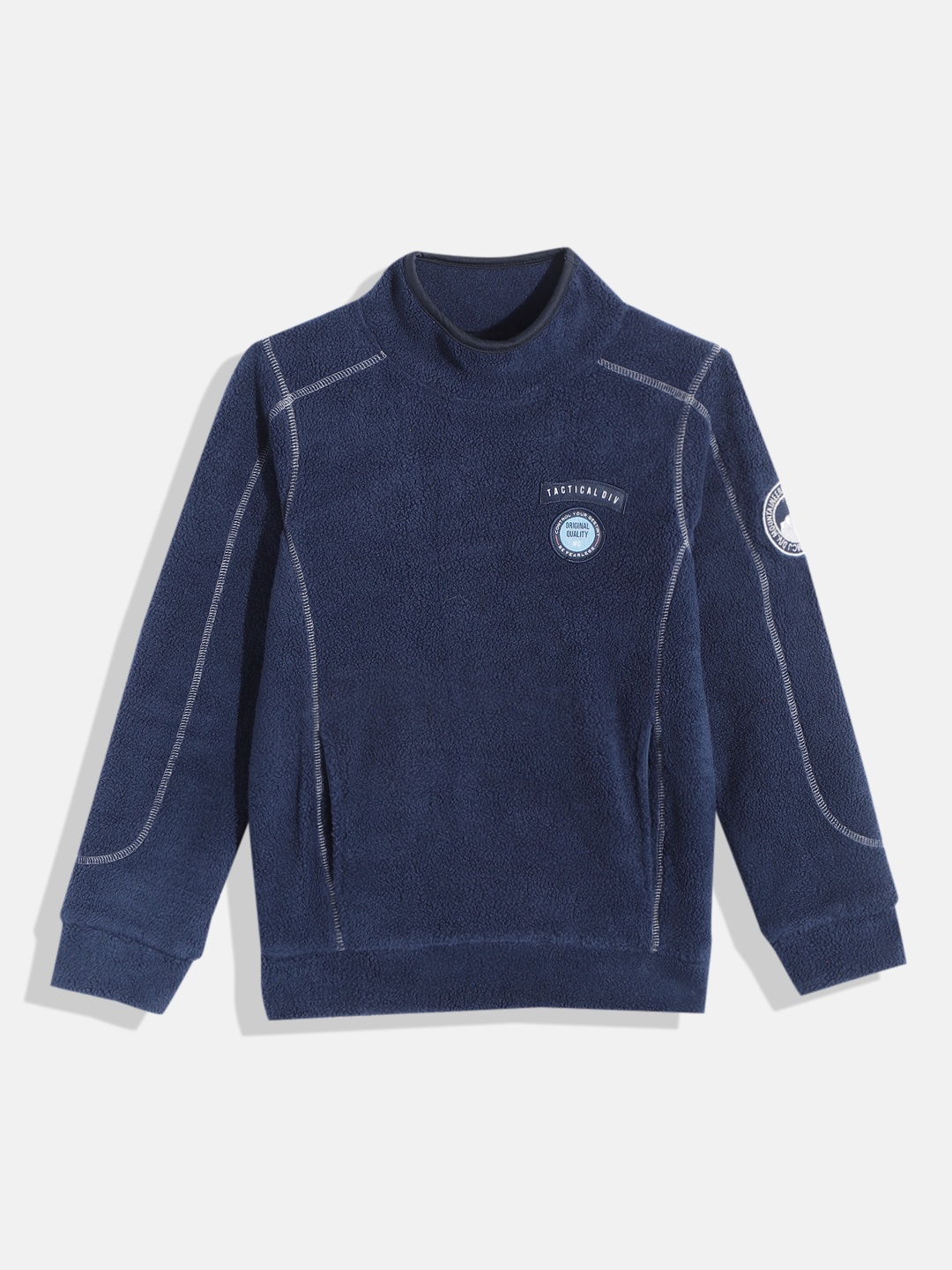 

Monte Carlo Boys Navy Blue Solid High Neck Sweatshirt