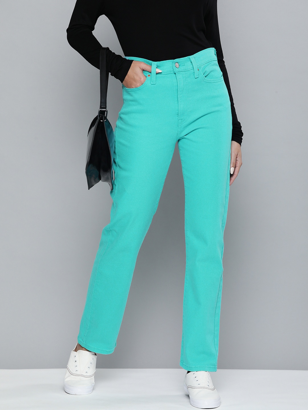

Levis Women Turquoise Blue Straight Fit High-Rise Stretchable Jeans