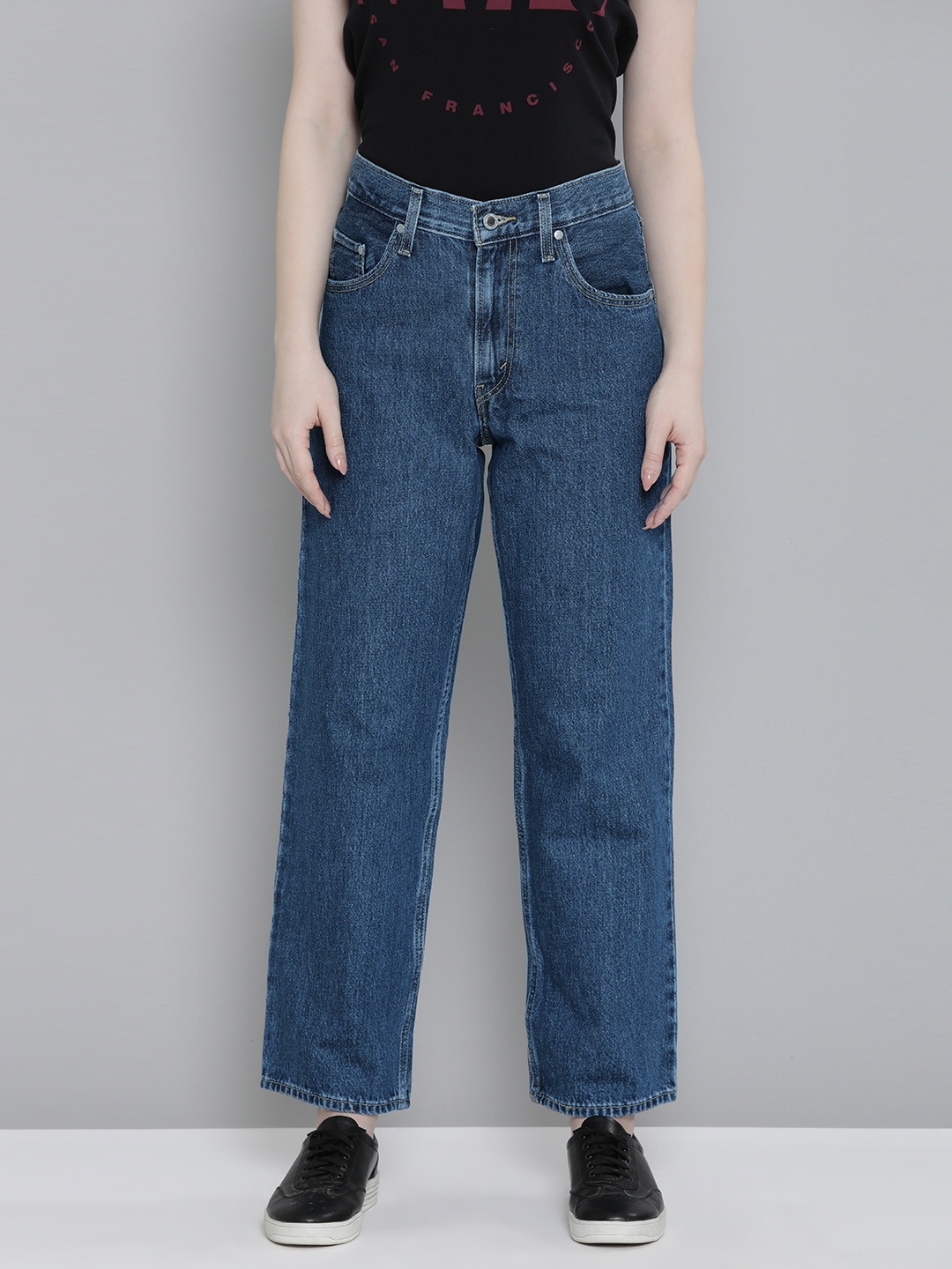

Levis Women 94 Baggy Fit High-Rise Cotton Carpenter Jeans, Blue