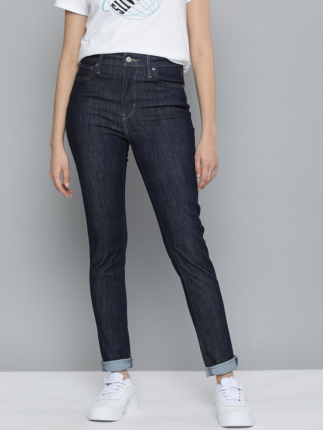 

Levis Women Navy Blue 721 Skinny Fit High-Rise Stretchable Jeans