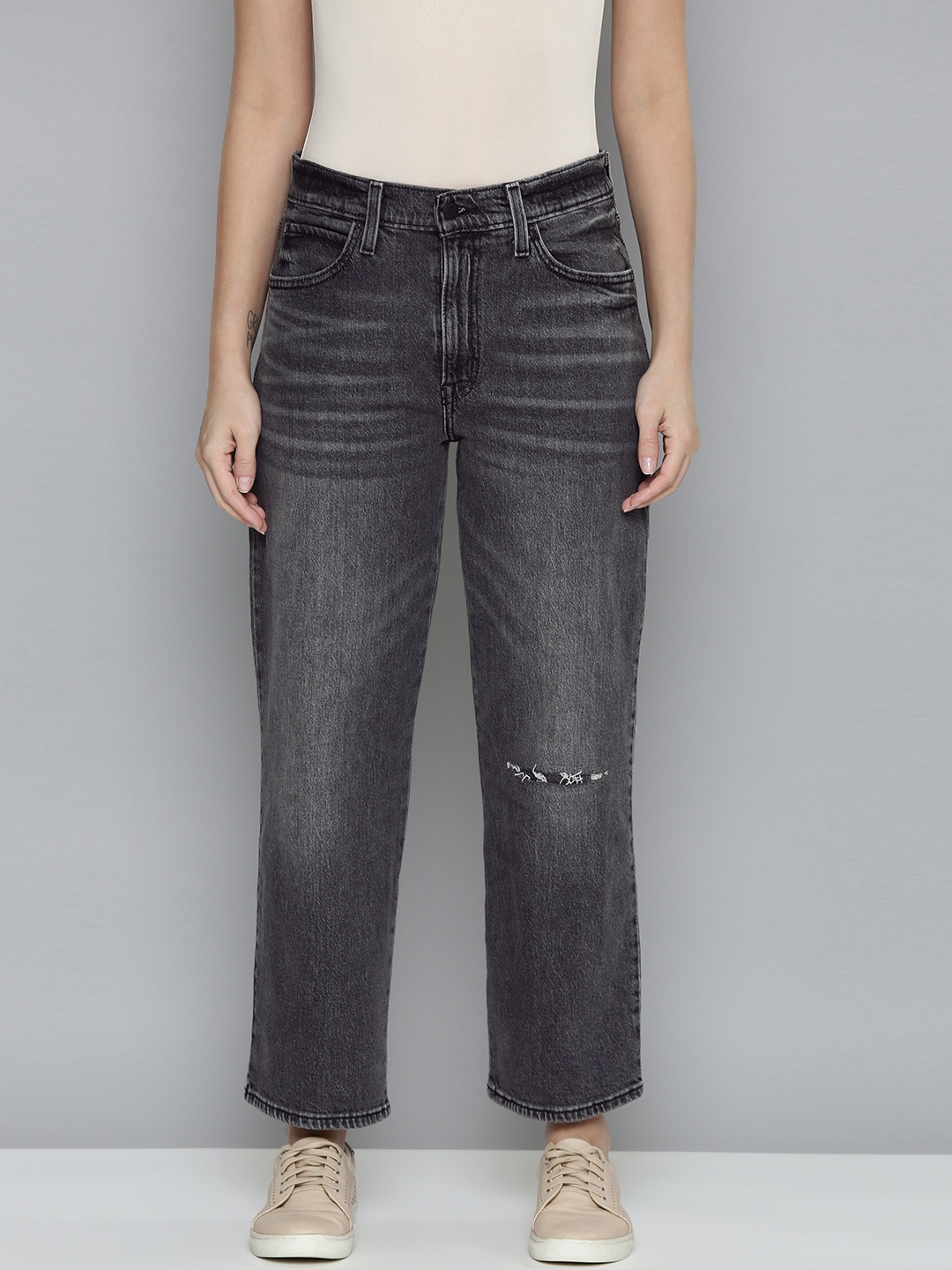 

Levis Women Black Relaxed Fit Light Fade Stretchable Jeans