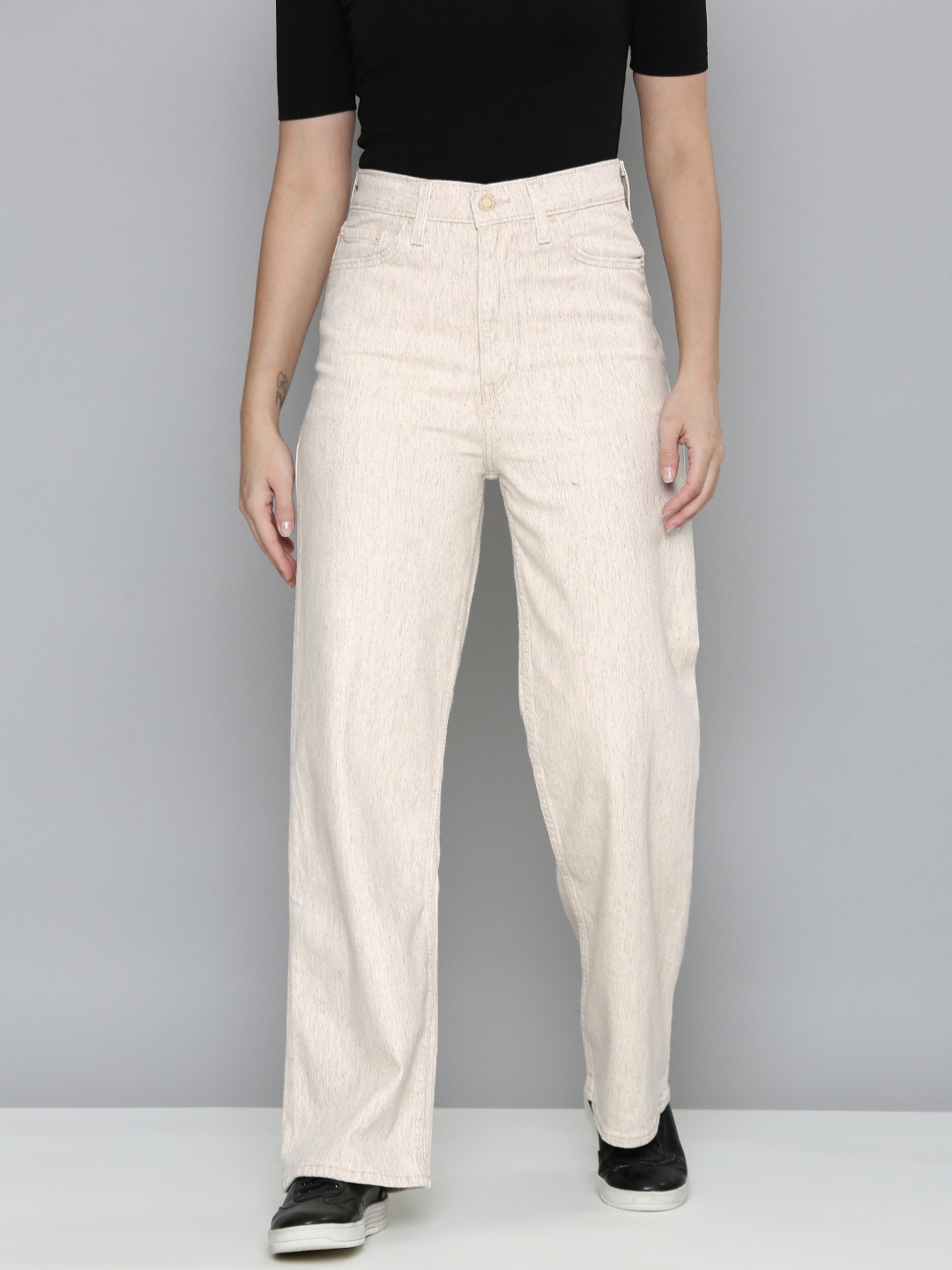 

Levis Women Off White Loose Fit High-Rise Stretchable Jeans