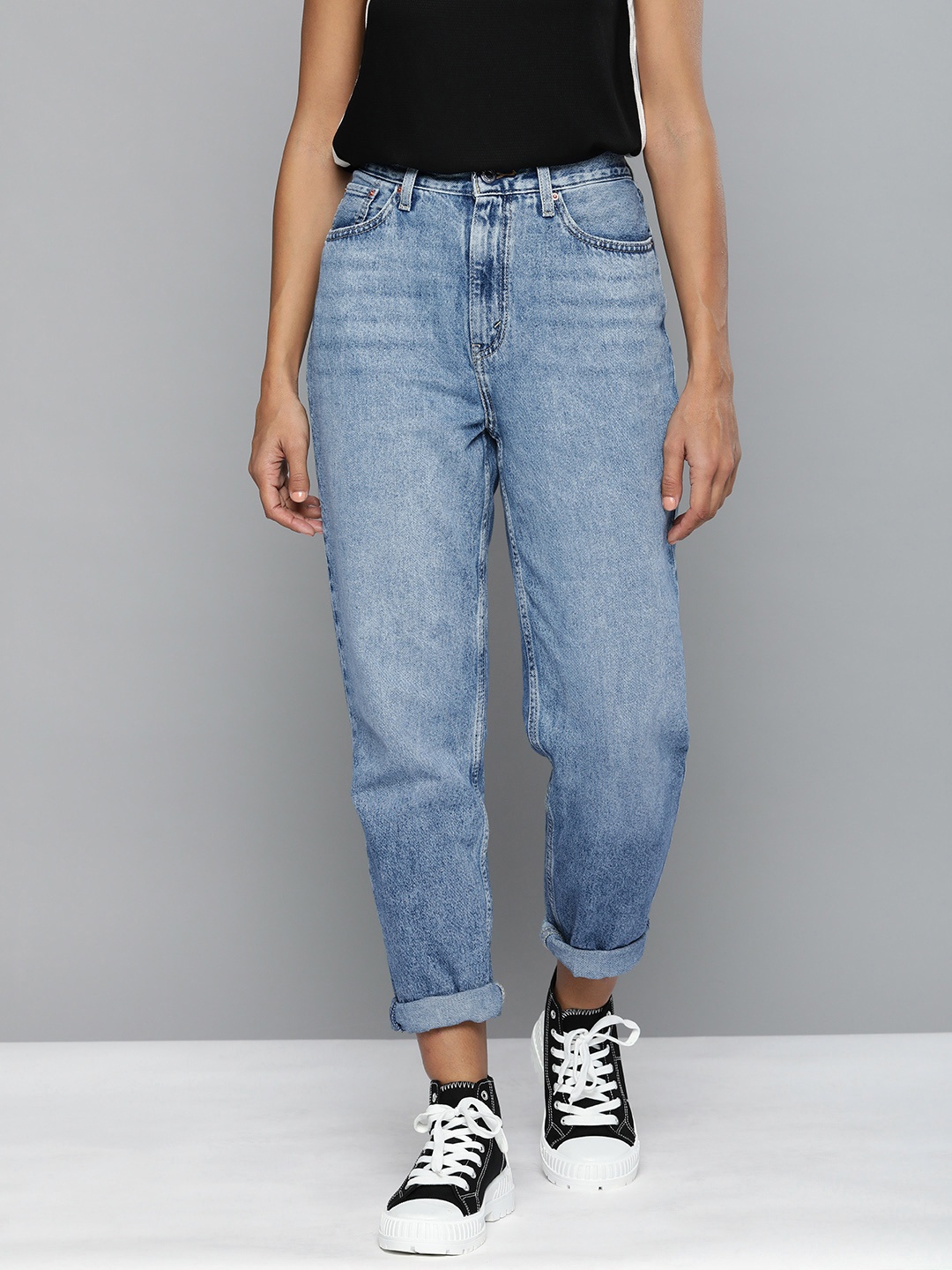 

Levis Women Blue Tapered Fit High-Rise Heavy Fade Jeans