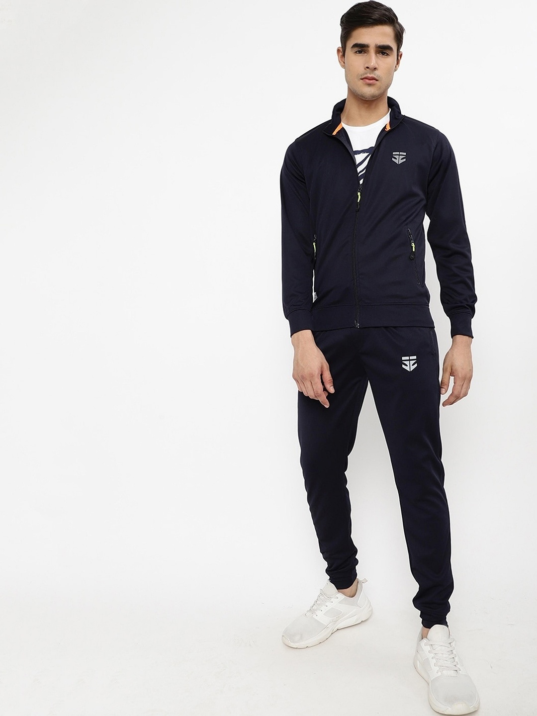 

Sports52 wear Men Solid Knitted Regular Fit Tracksuit, Navy blue