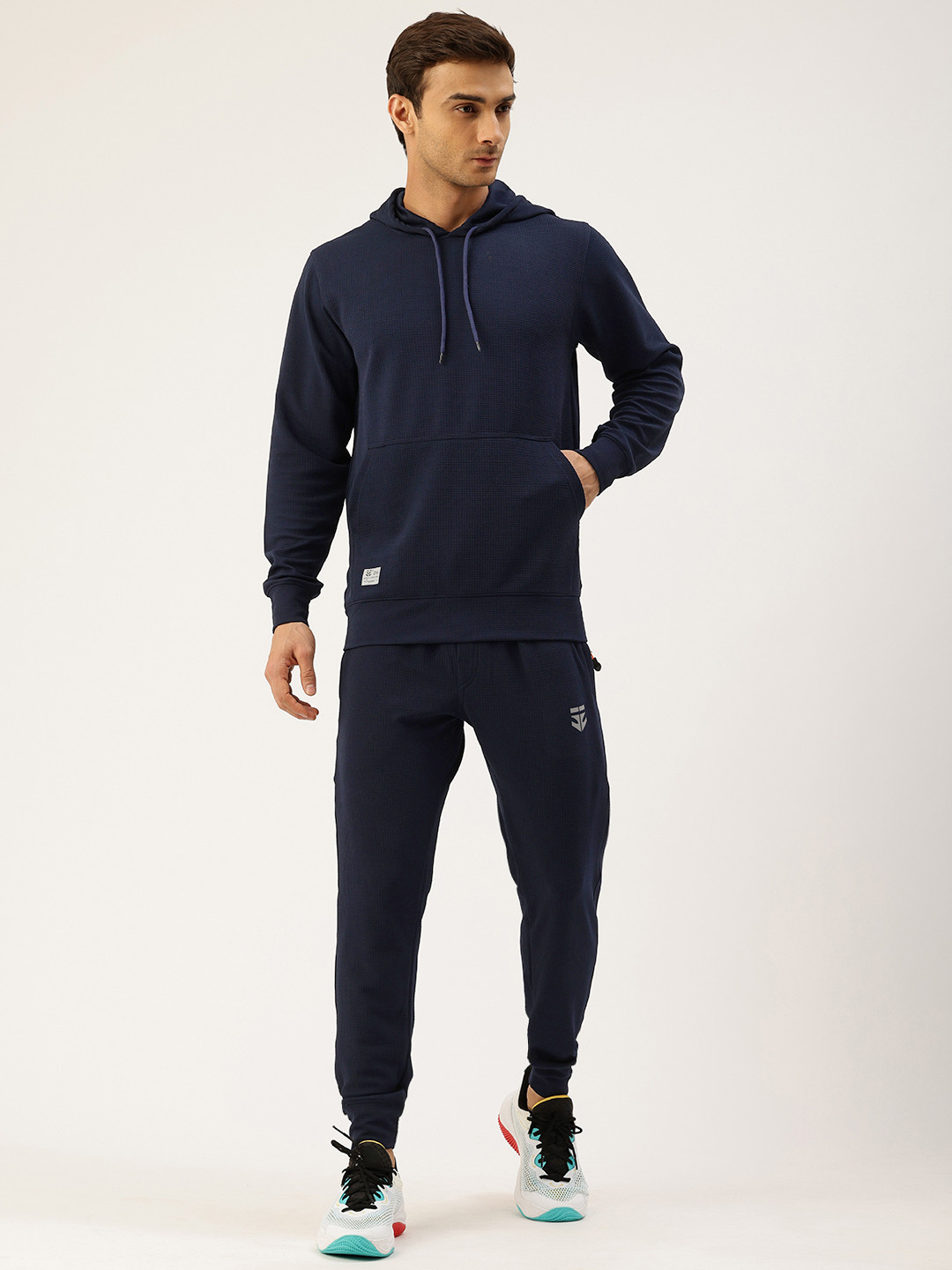 

Sports52 wear Men Self Design Textured Training Tracksuits, Navy blue