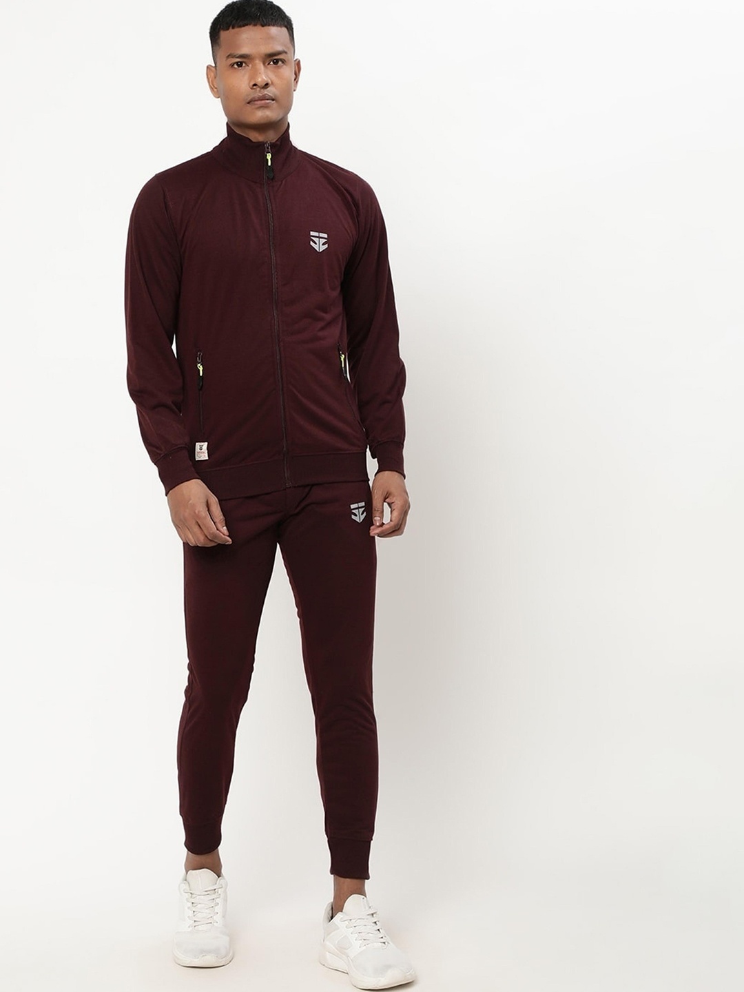 

Sports52 wear Men Solid Knitted Regular Fit Tracksuit, Burgundy