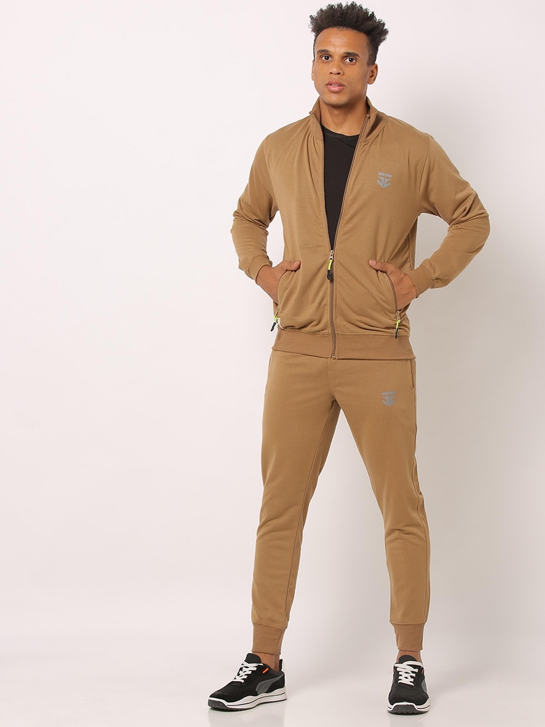 

Sports52 wear Men Solid Knitted Regular Fit Tracksuit, Khaki