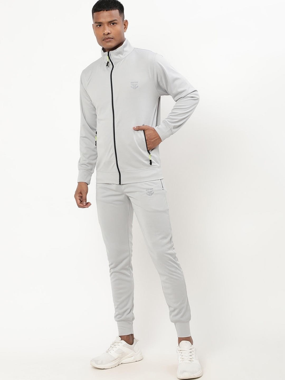 

Sports52 wear Men Solid Regular Fit Knitted Tracksuit, Grey
