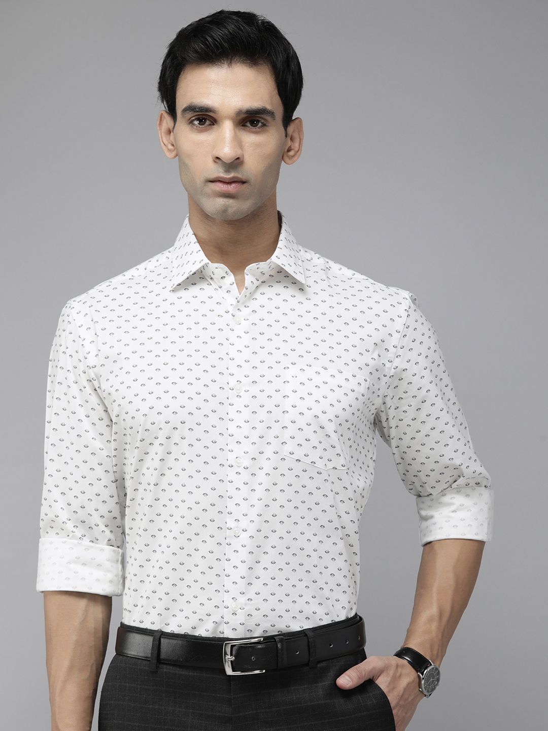 

Arrow Men Manhattan Slim Fit Conversational Opaque Printed Formal Shirt, White
