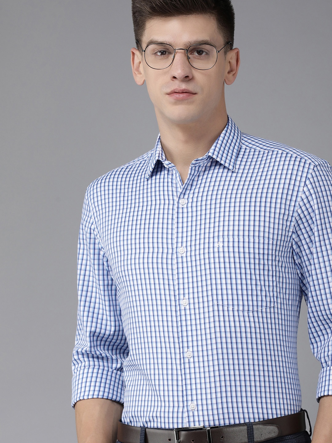 

Arrow Men White & Blue Manhattan Slim Fit Tartan Checked Formal Shirt