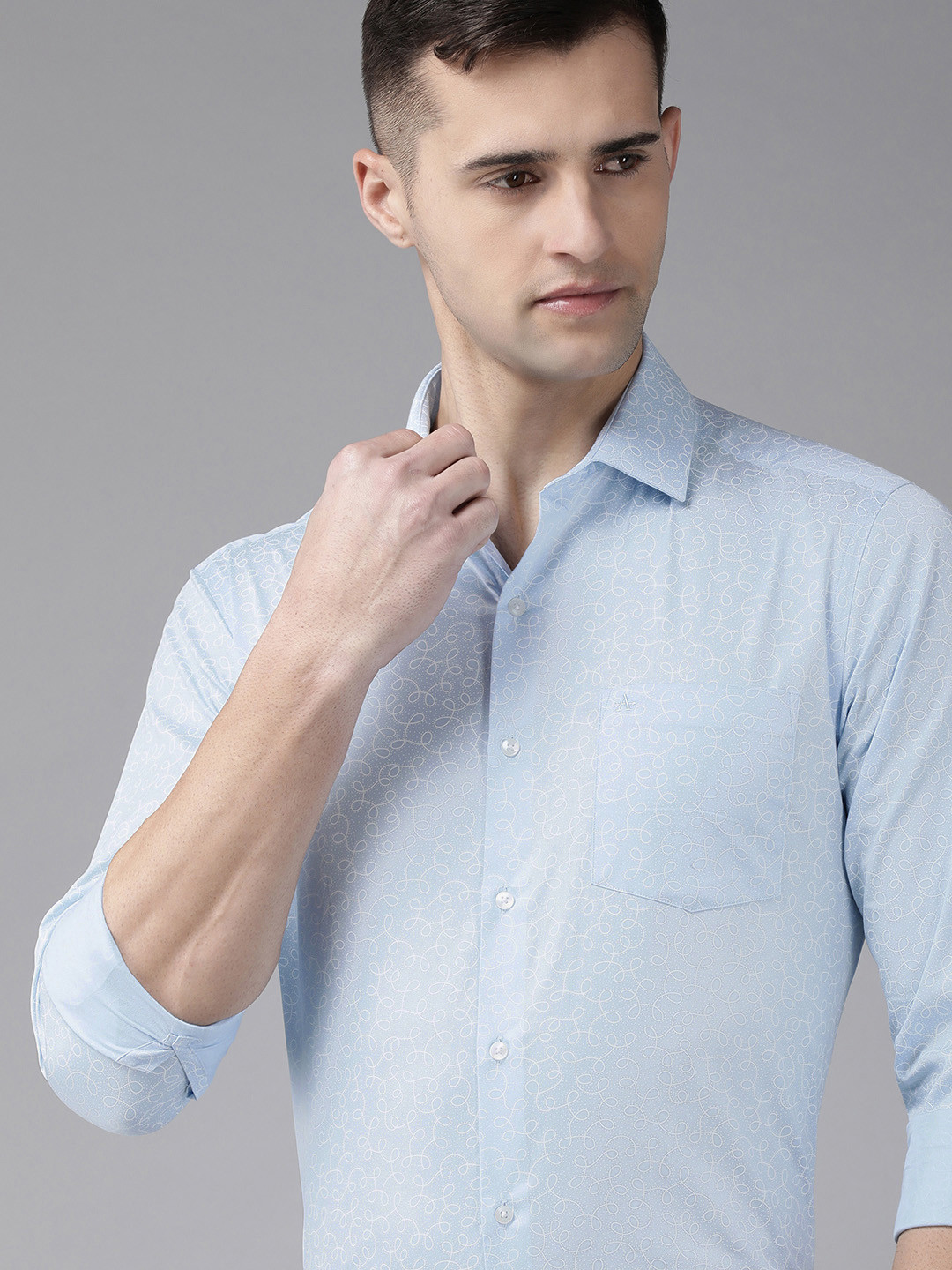 

Arrow Men Blue Slim Fit Printed Pure Cotton Formal Shirt