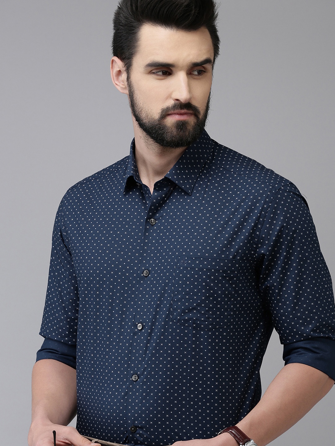 

Arrow Men Blue Original Slim Fit Polka Dots Printed Pure Cotton Formal Shirt