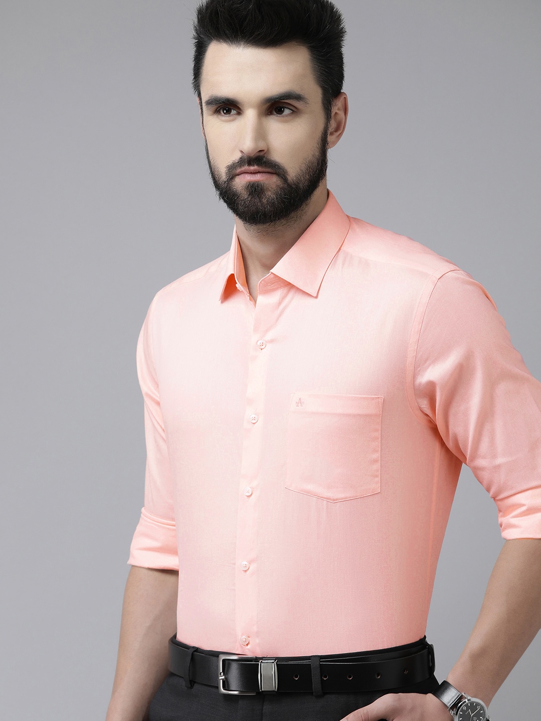 

Arrow Men Peach-Coloured Original Slim Fit Solid Pure Cotton Formal Shirt