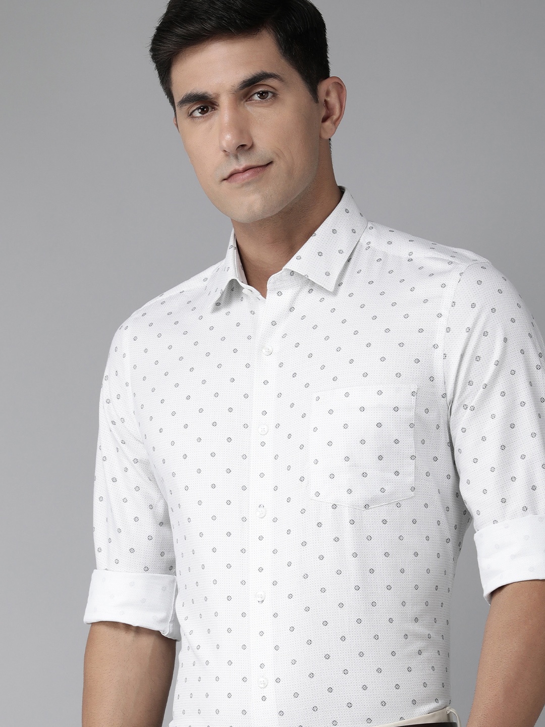 

Arrow Men Pure Cotton Manhattan Slim Fit Textured Formal Shirt, White