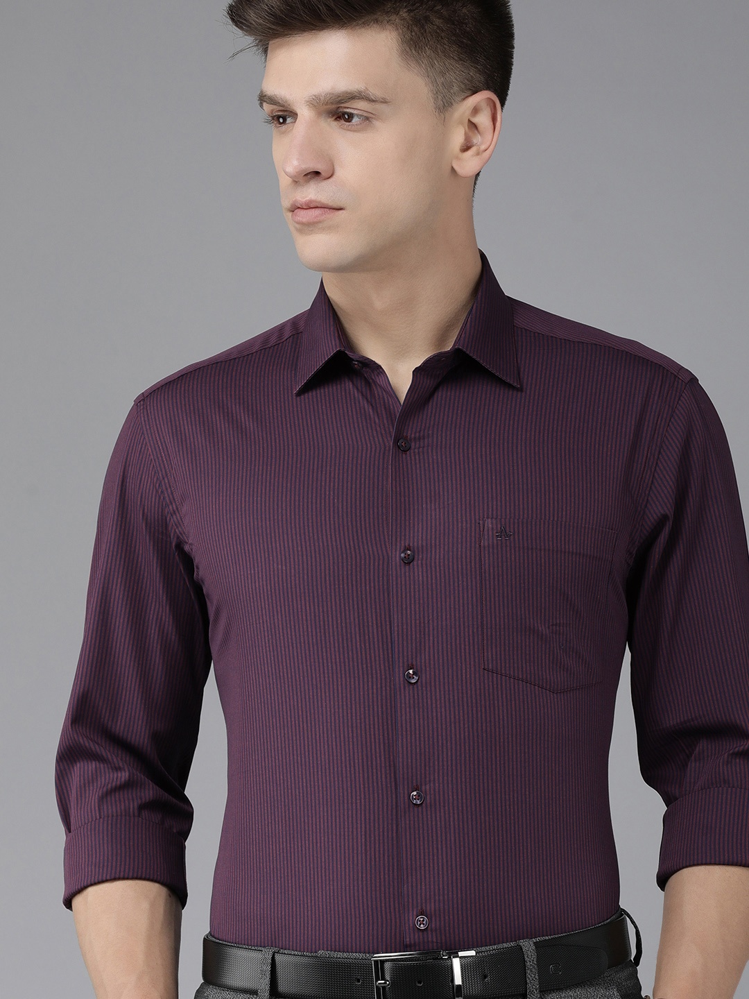 

Arrow Men Purple Manhattan Slim Fit Striped Formal Shirt