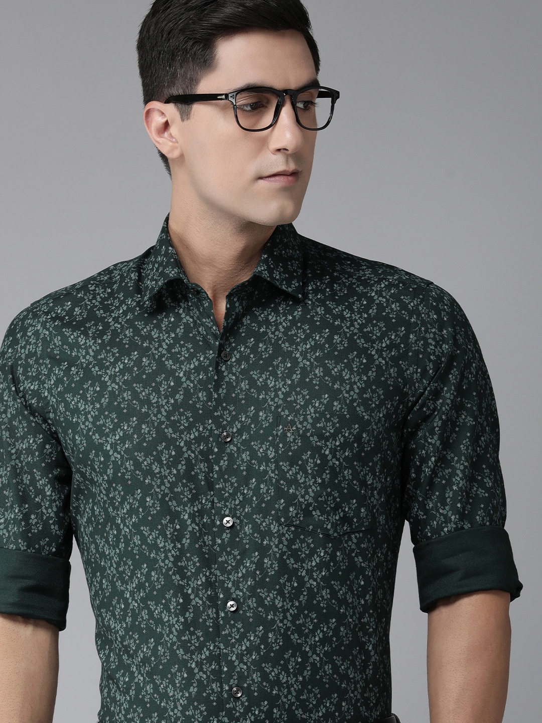 

Arrow Men Pure Cotton Manhattan Slim Fit Floral Printed Formal Shirt, Teal