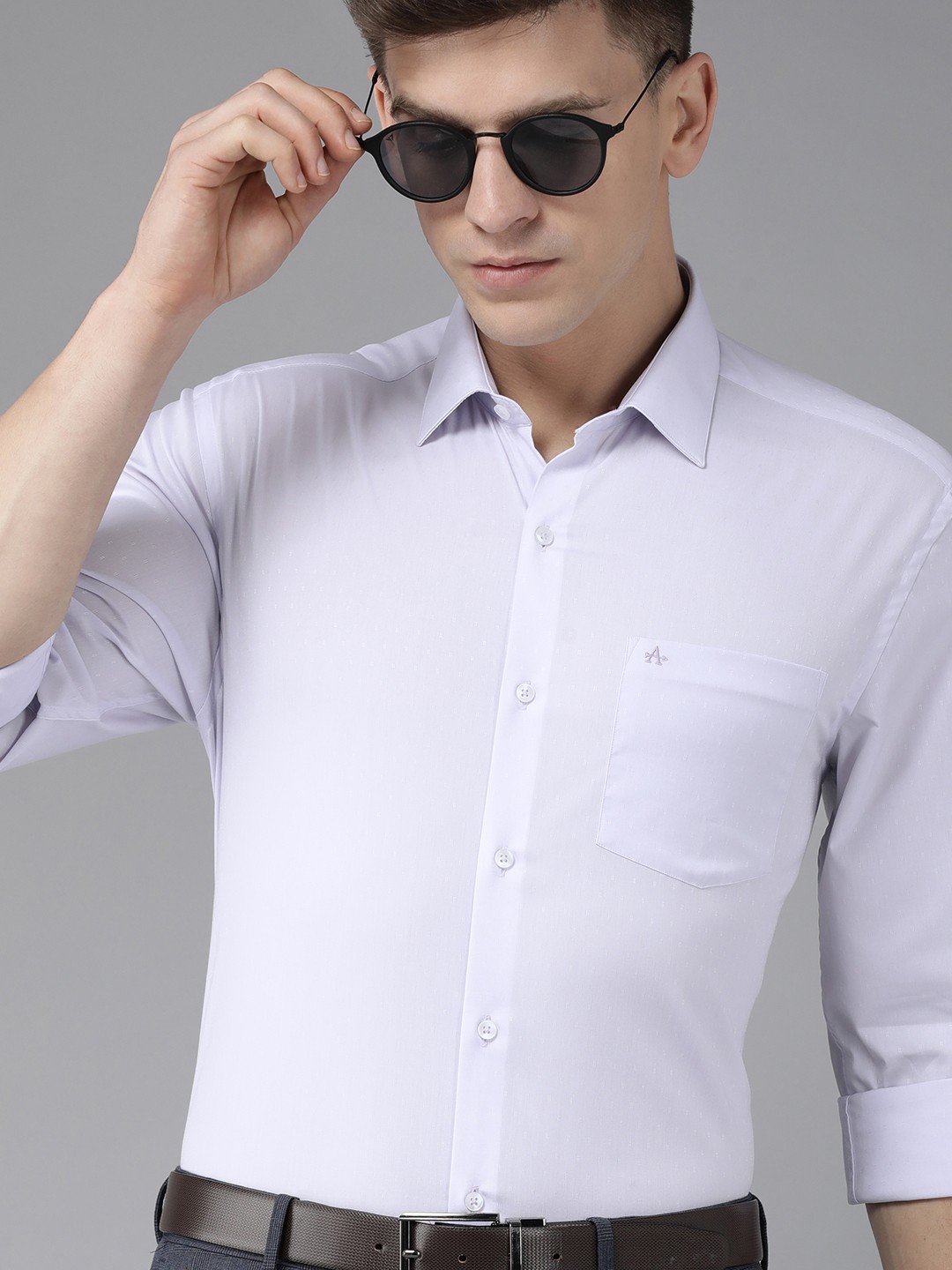 

Arrow Men Lavender Manhattan Slim Fit Textured Pure Cotton Formal Shirt