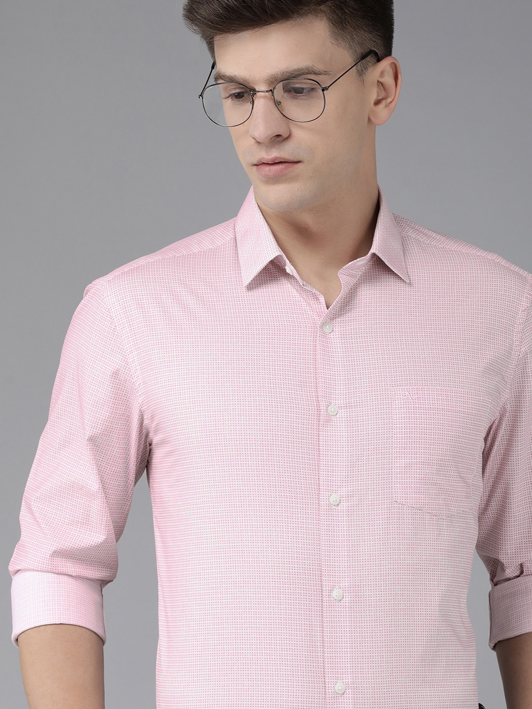 

Arrow Men Pink And White Original Slim Fit Printed Pure Cotton Formal Shirt